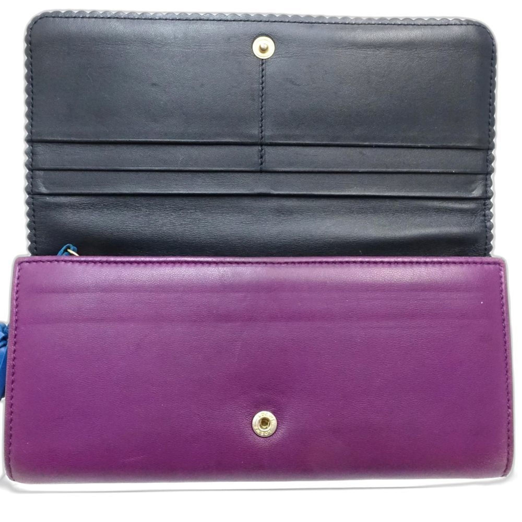 Loewe Purple Leather Long Wallet (Bi-Fold) (Pre-Owned)