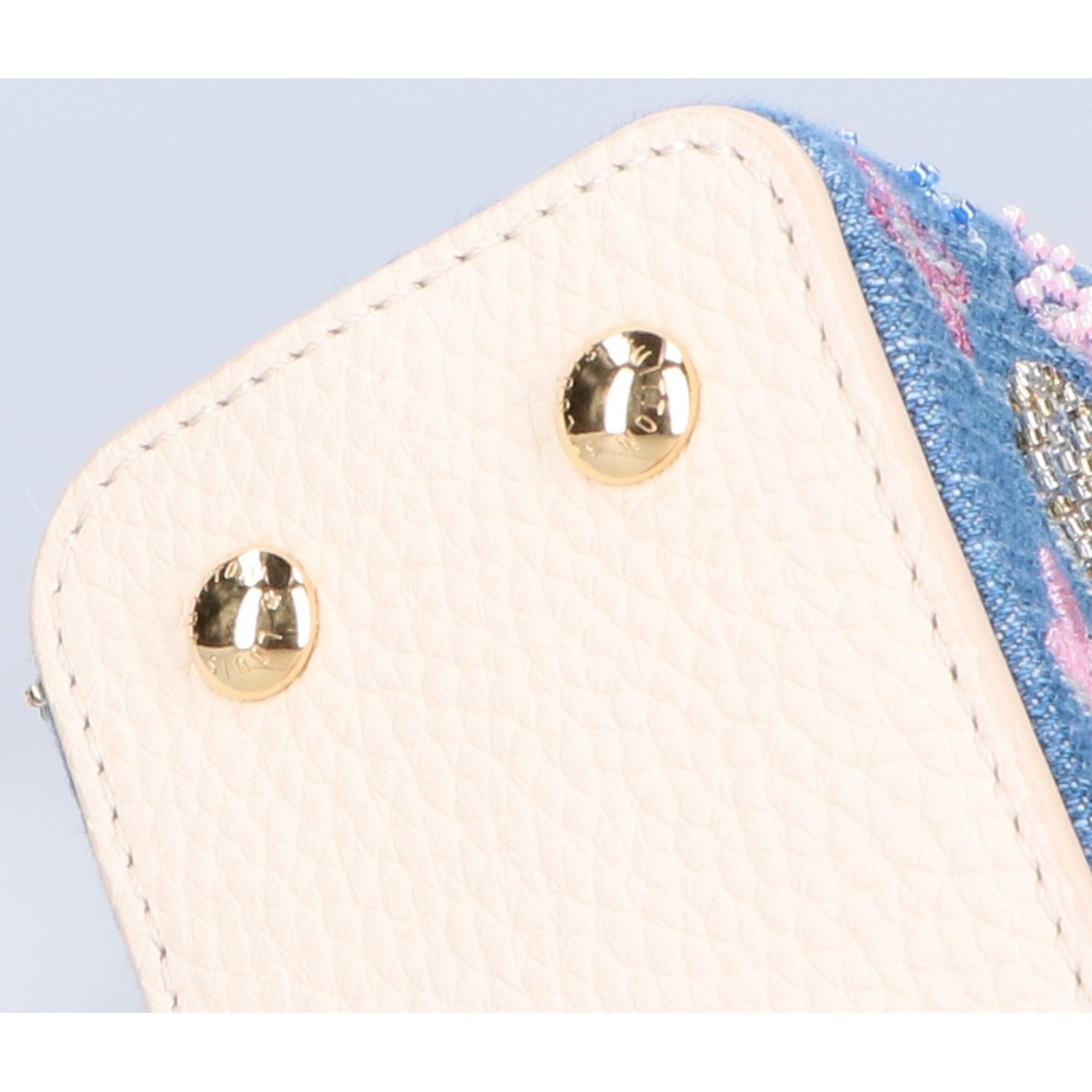 Louis Vuitton Blue Cream Leather Handbag Shoulder Bag (Pre-Owned)