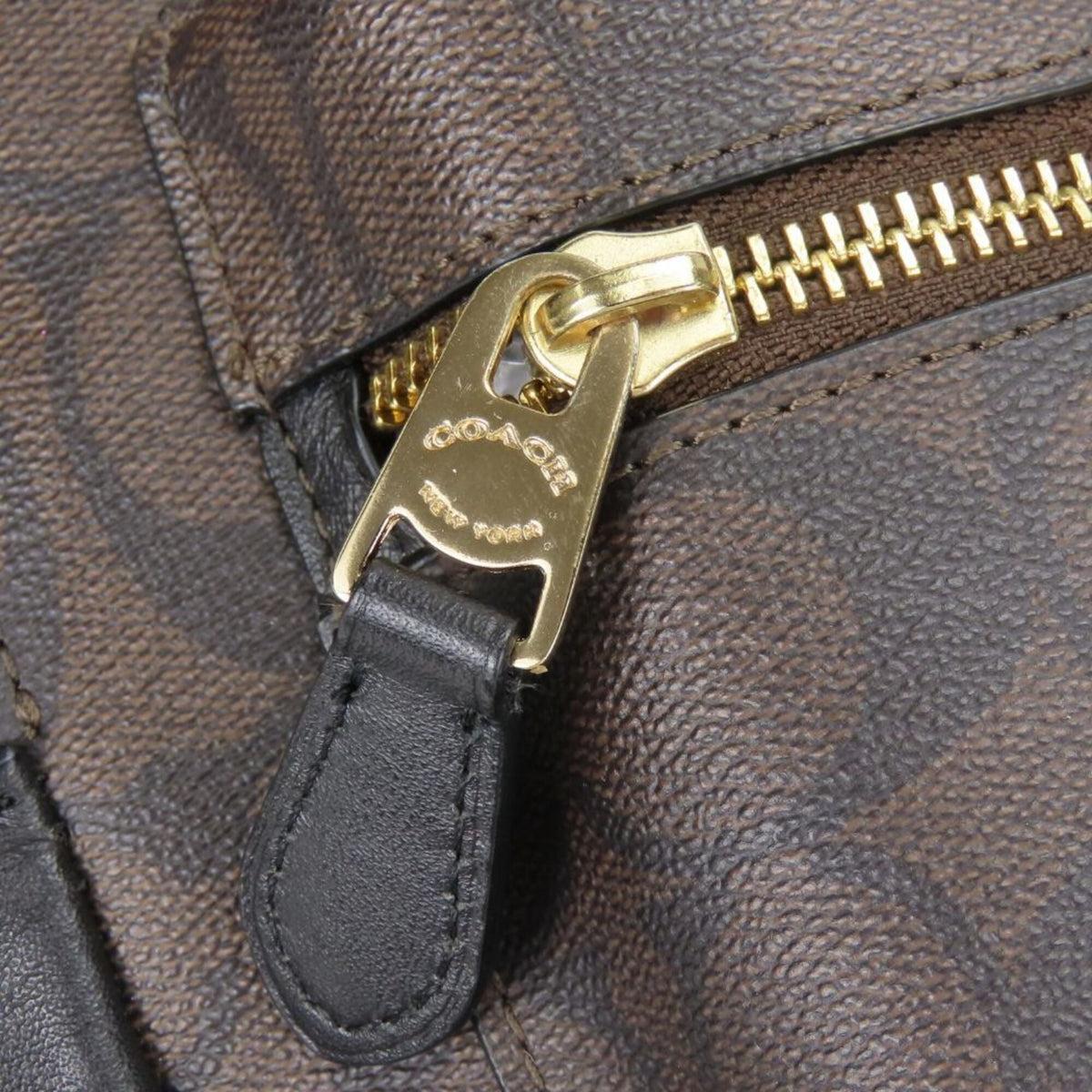 Coach Signature Black Dark Brown Pvc Leather Backpack (Pre-Owned)