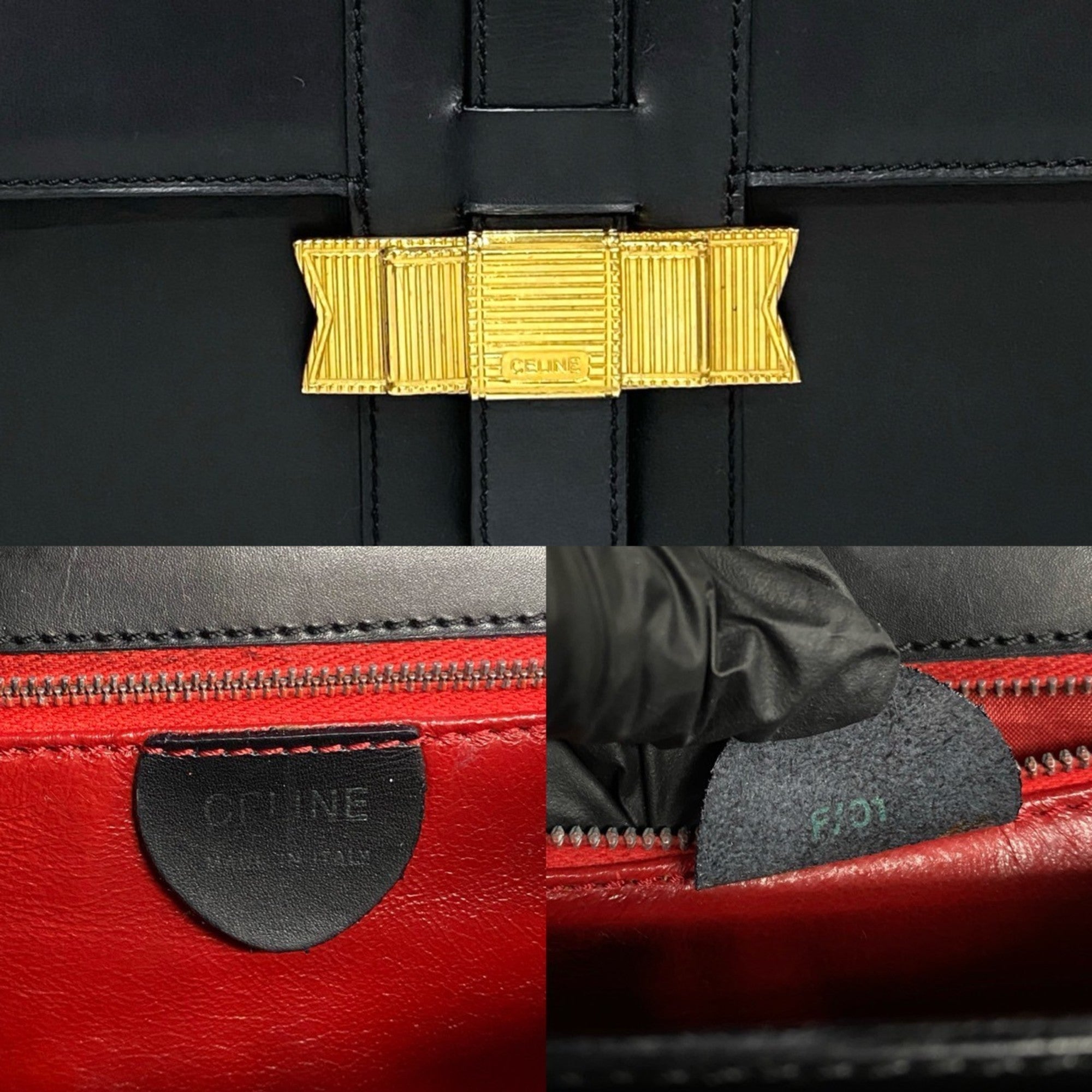 Celine Black Leather Handbag Tote Bag (Pre-Owned)