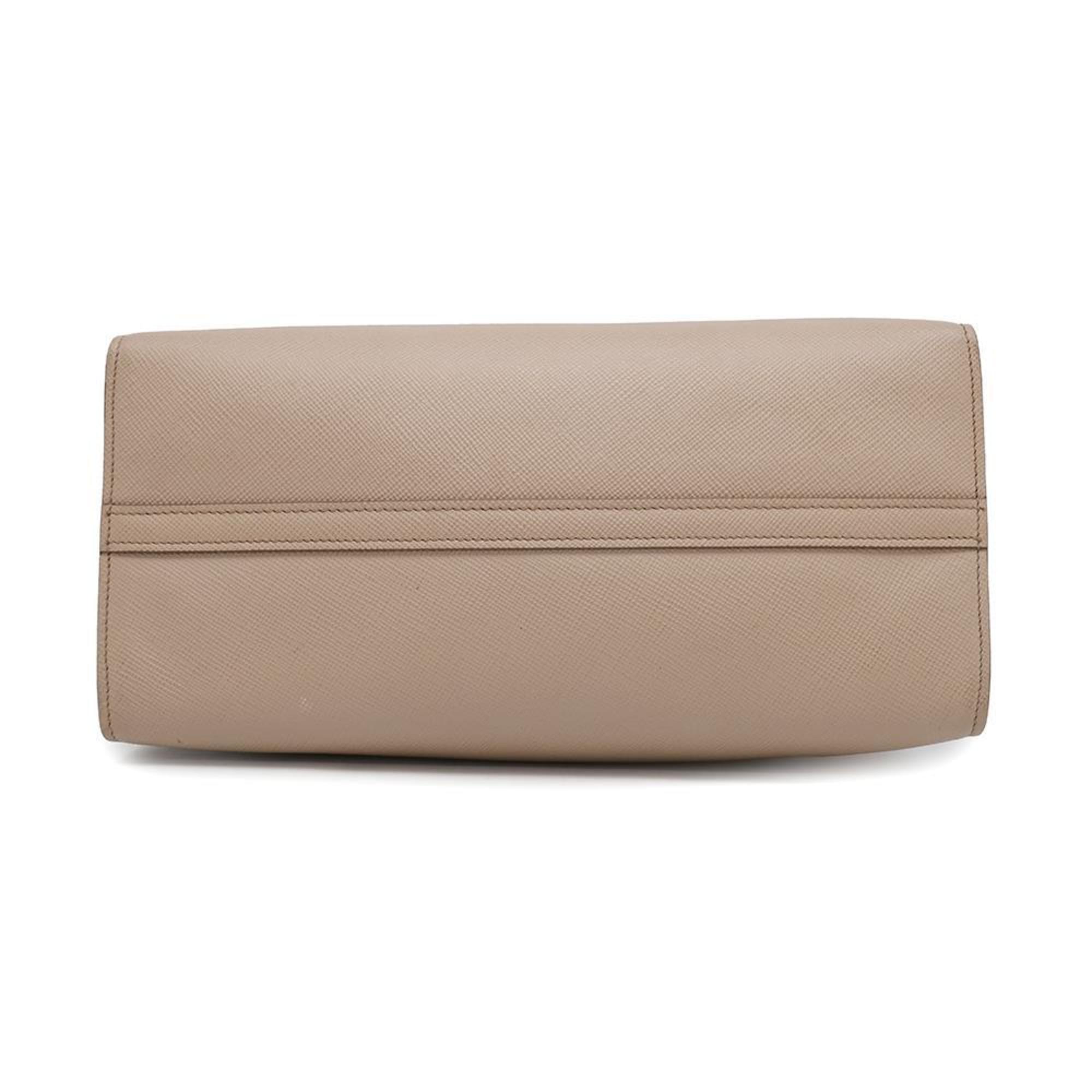 Prada Pink Beige Leather Handbag Tote Bag (Pre-Owned)