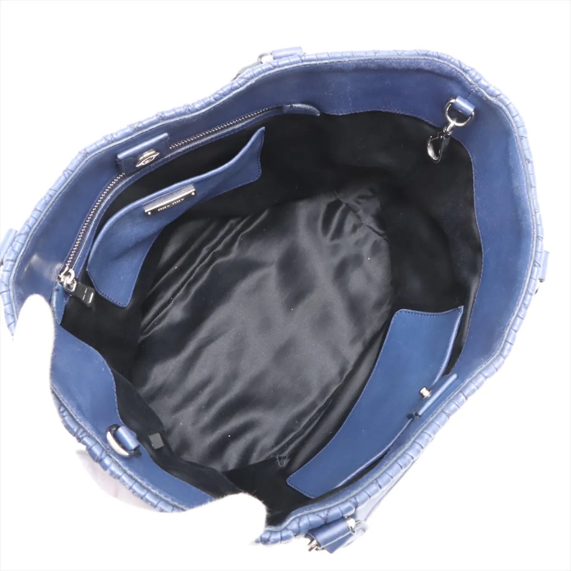 Miu Miu Matelasse Navy Leather Shoulder Bag (Pre-Owned)