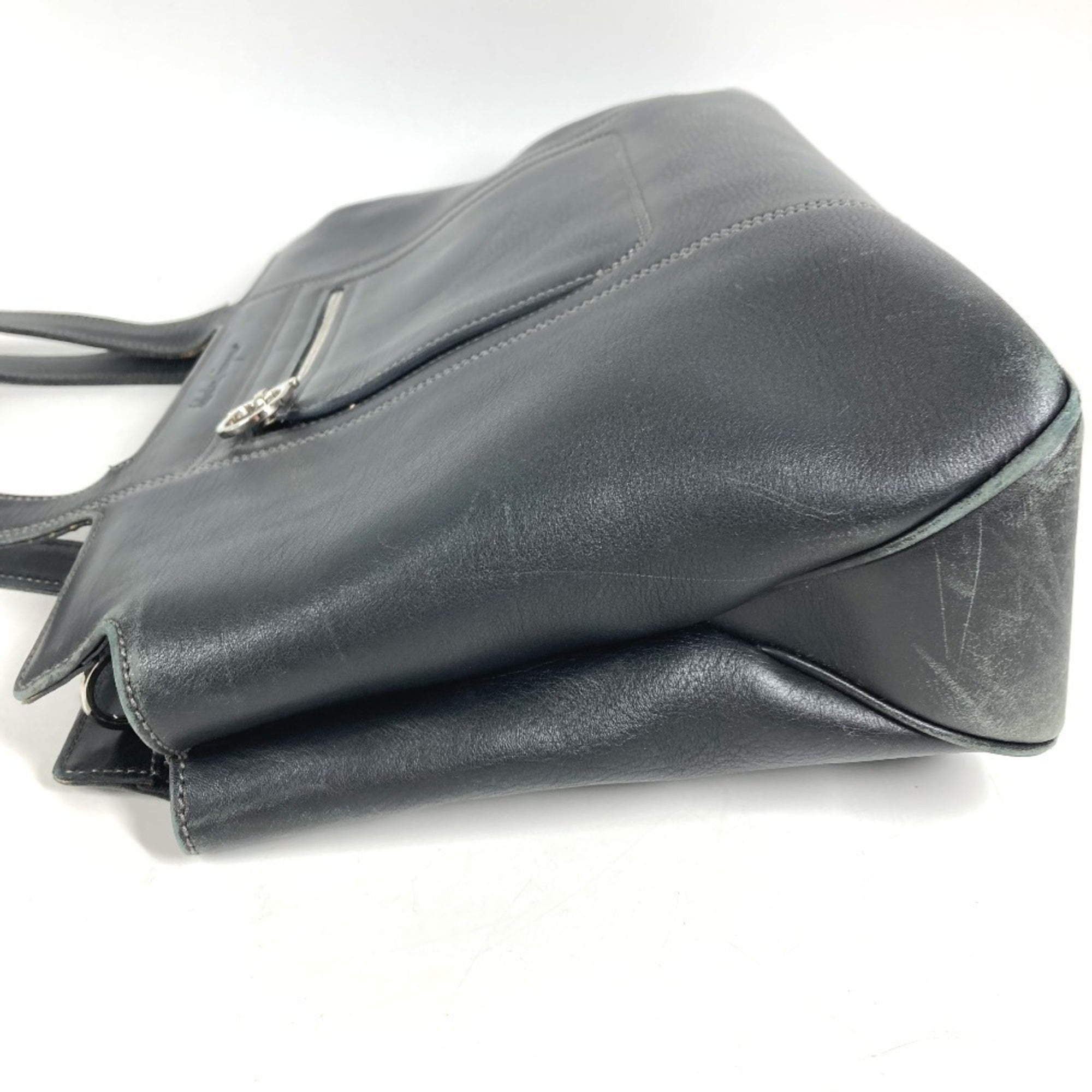 Salvatore Ferragamo Black Leather Shoulder Bag Tote Bag (Pre-Owned)