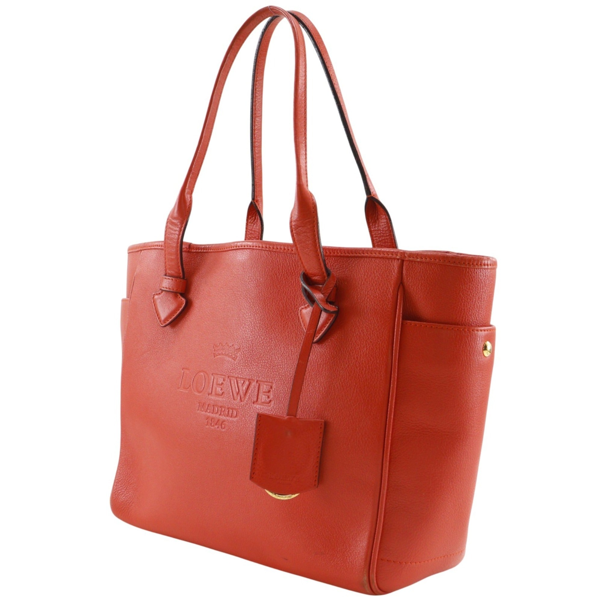 Loewe Red Color Leather Tote Bag (Pre-Owned)