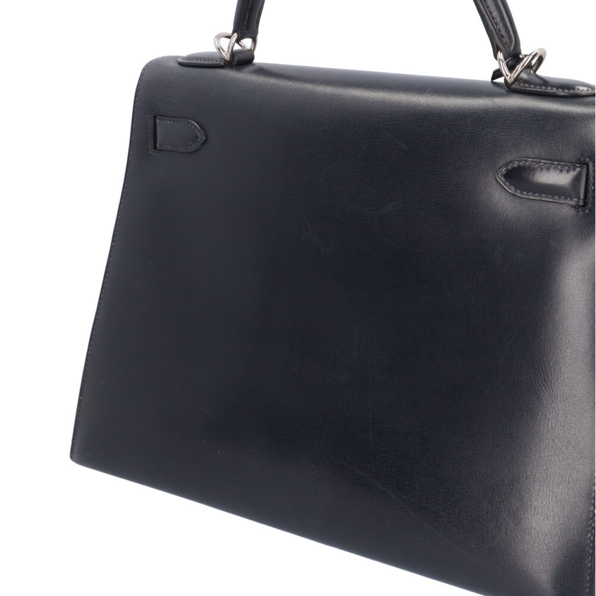 Hermes Blue Indigo Navy Box Calf Leather Shoulder Bag (Pre-Owned)