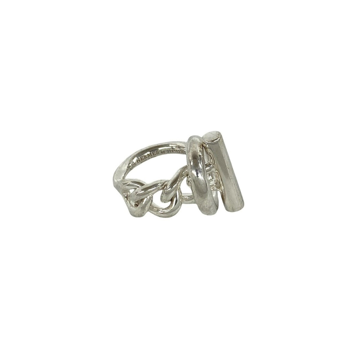 Hermes Silver Silver 925 Band Ring (Pre-Owned)