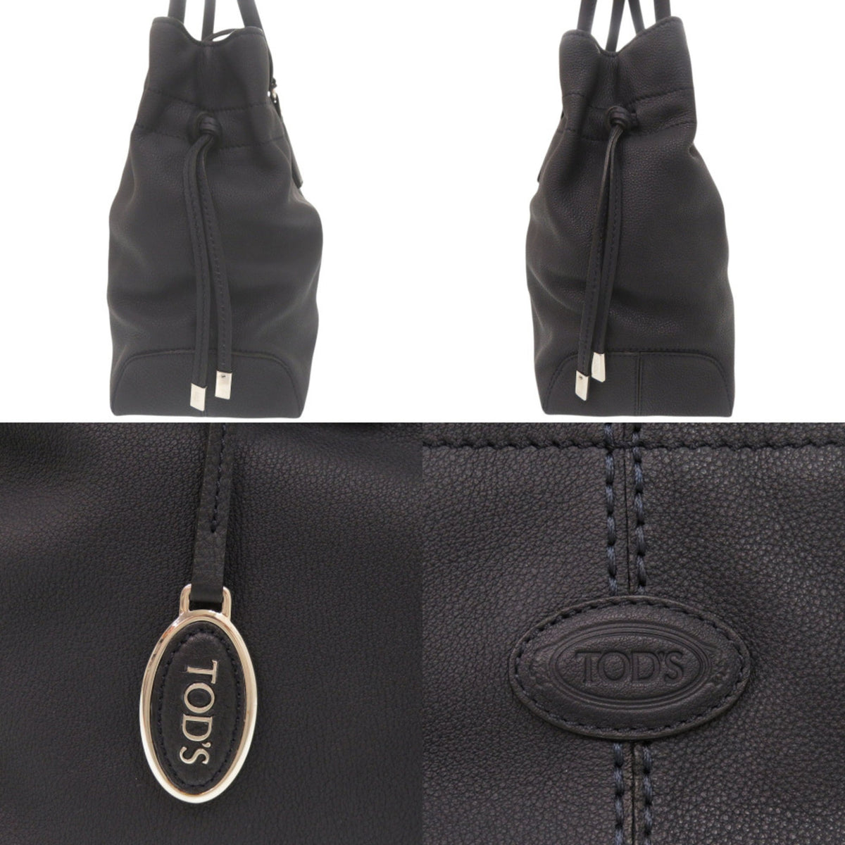 Tod's Navy Leather Handbag Tote Bag (Pre-Owned)