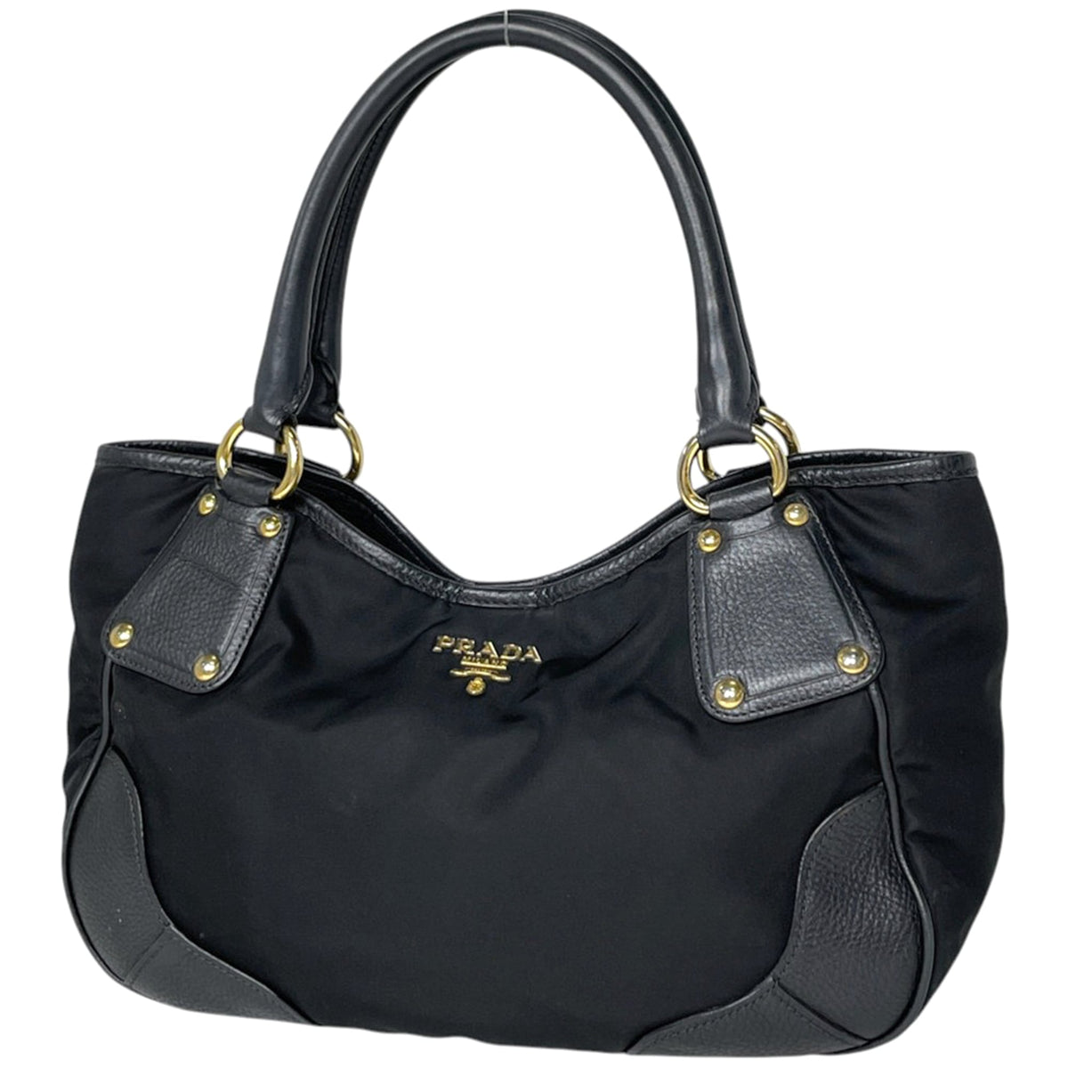 Prada Black Nylon Leather Tote Bag (Pre-Owned)