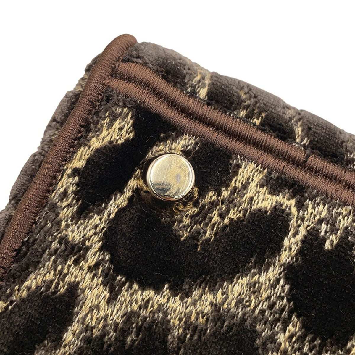 Christian Dior Brown Champagne Gold Multi-Color Velvet Handbag (Pre-Owned)