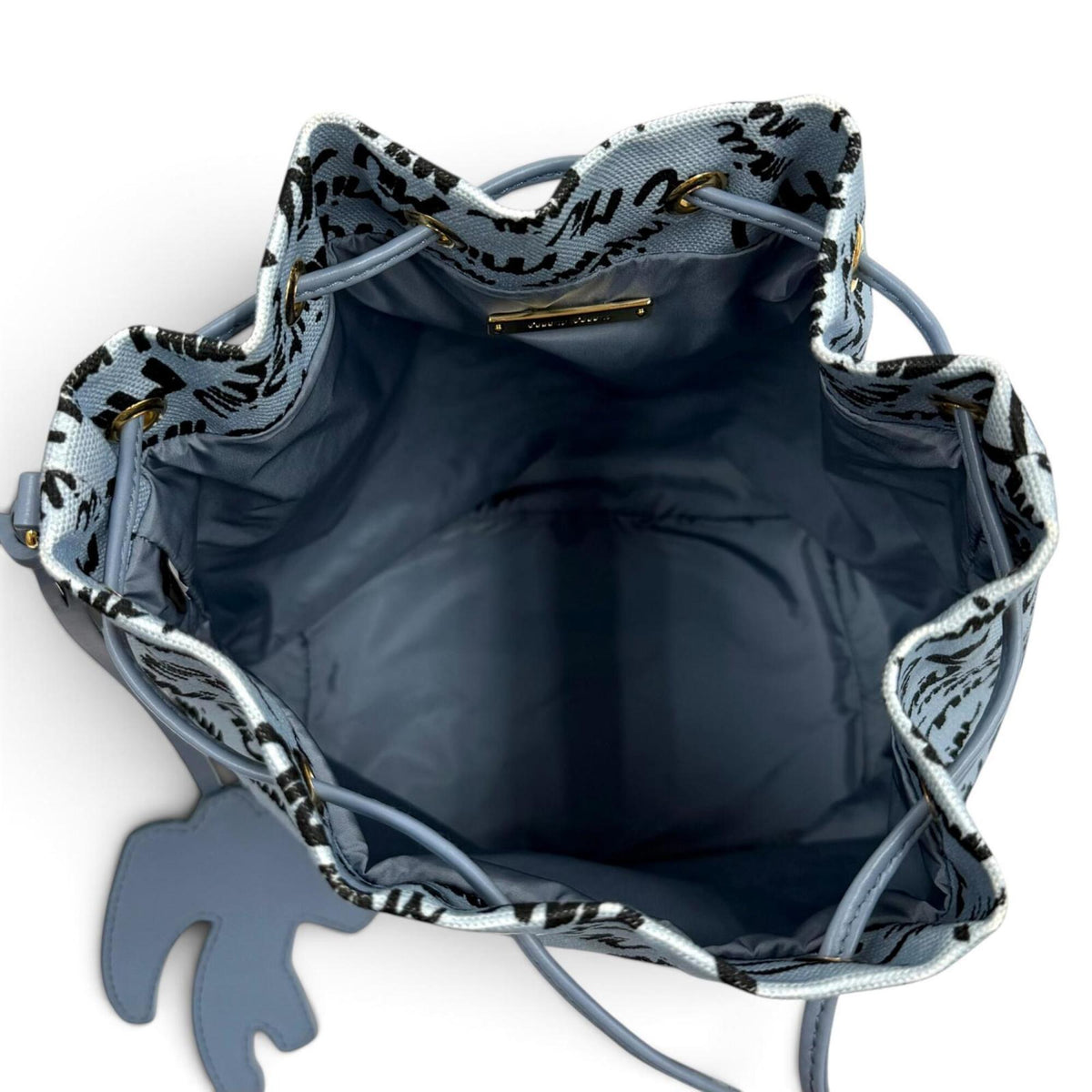 Miu Miu Black Light Blue Cotton Leather Pouch (Pre-Owned)