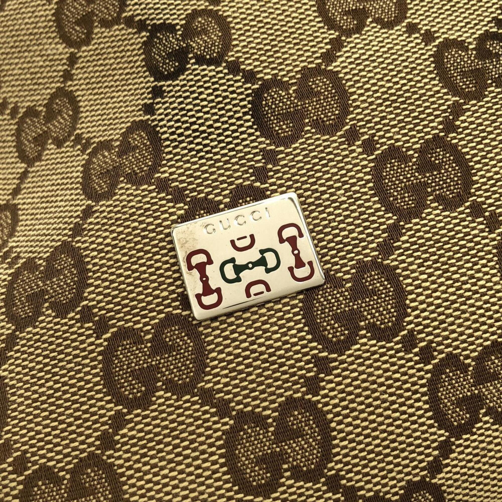 Gucci Beige Brown Gg Canvas Shoulder Bag (Pre-Owned)