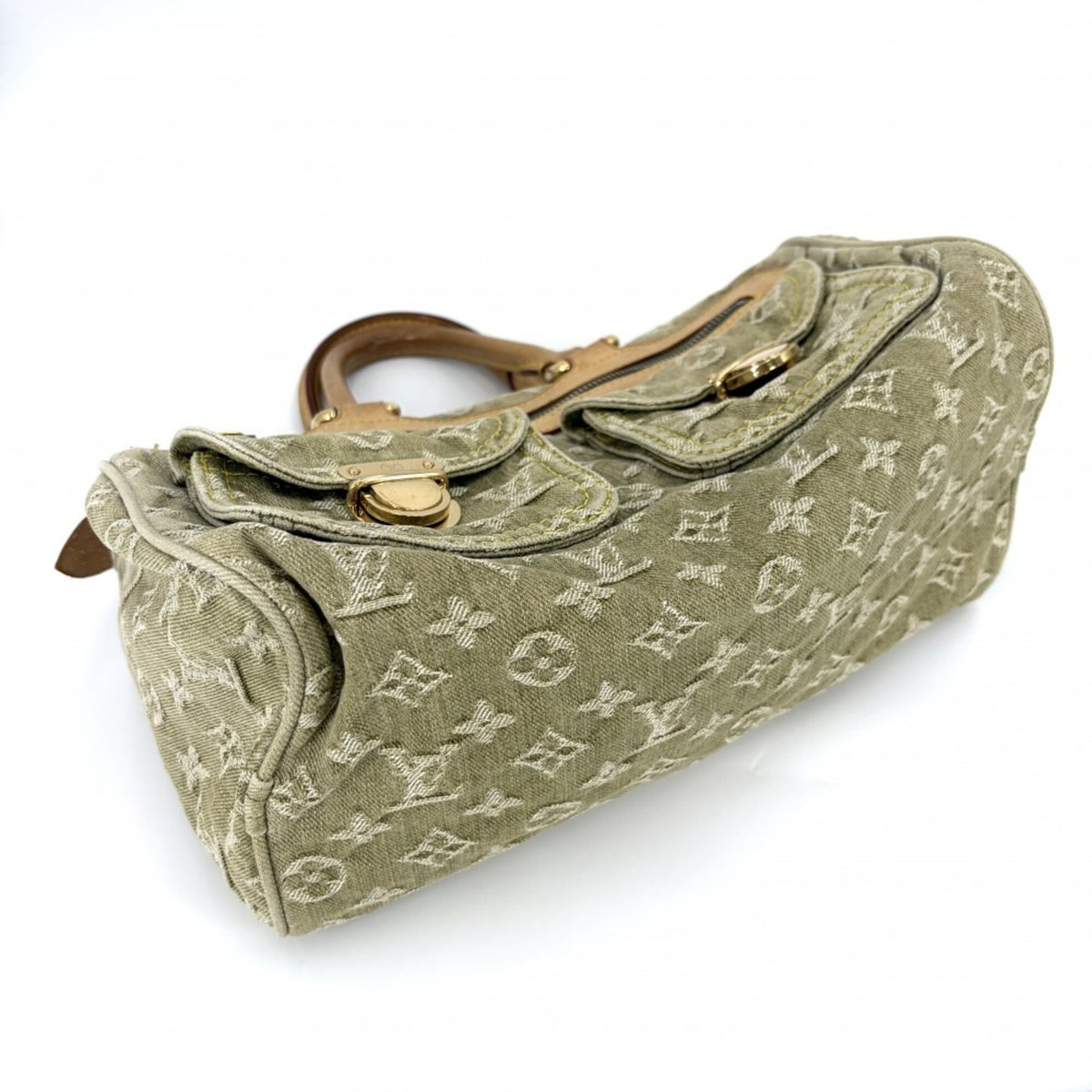 Louis Vuitton Green Monogram Denim Handbag (Pre-Owned)