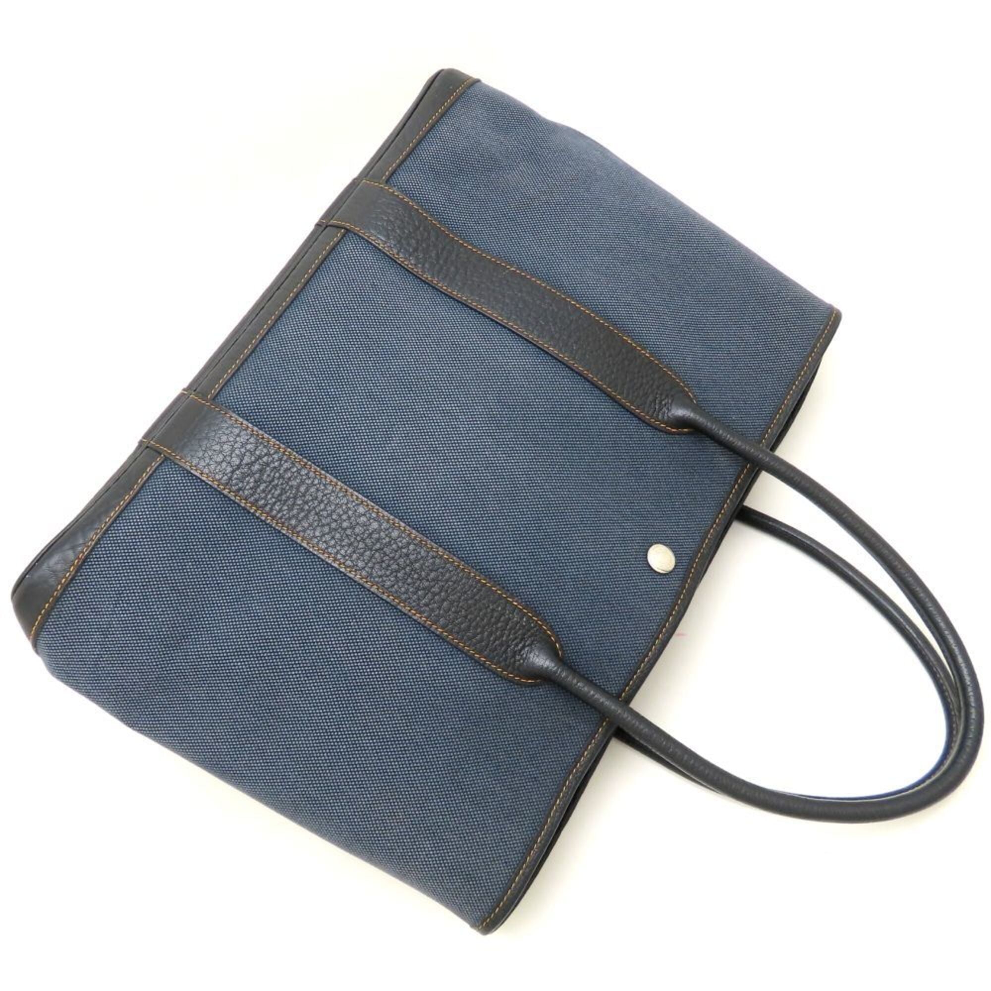 Hermes Blue Toile H Leather Tote Bag (Pre-Owned)