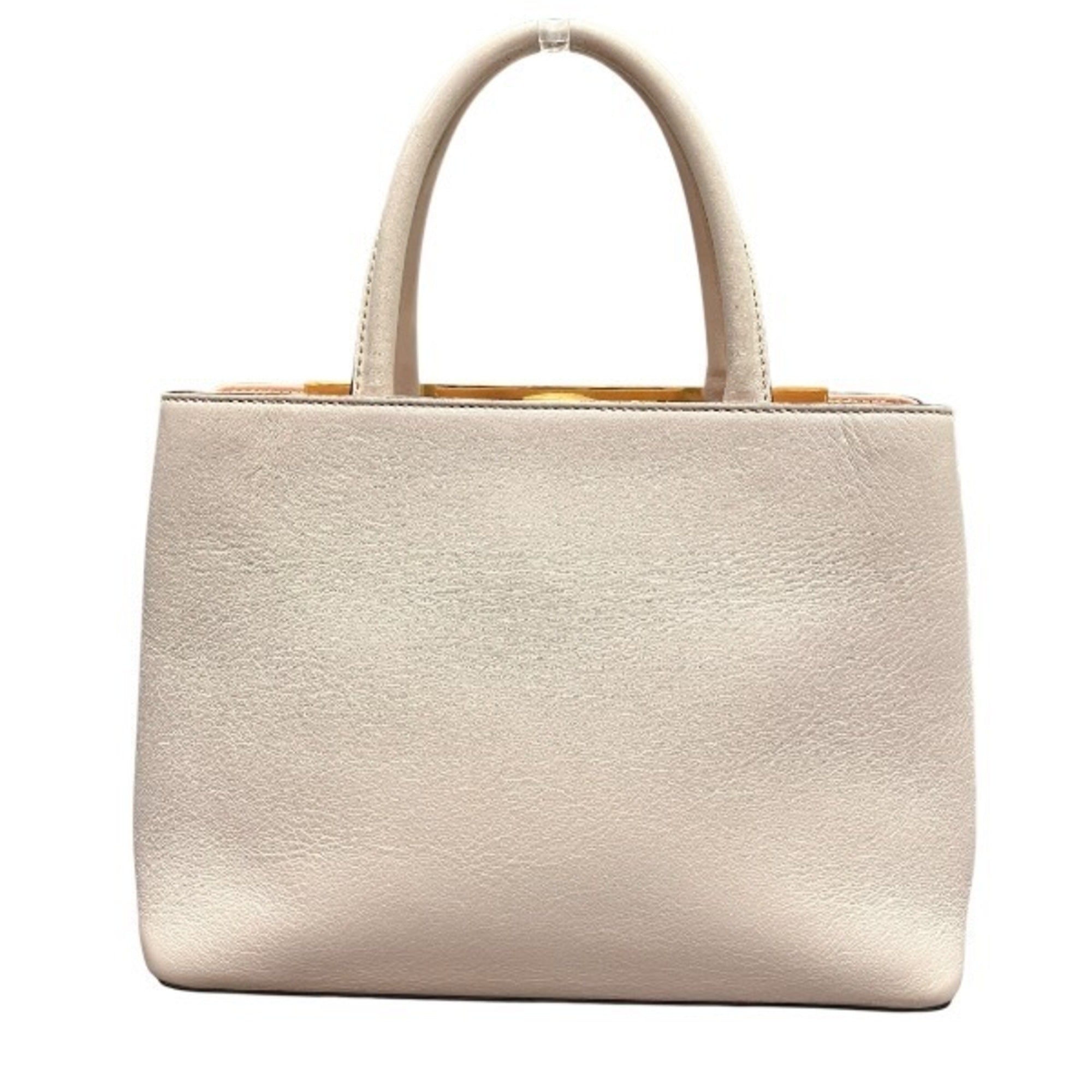 Fendi 2Jours Beige White Leather Handbag (Pre-Owned)