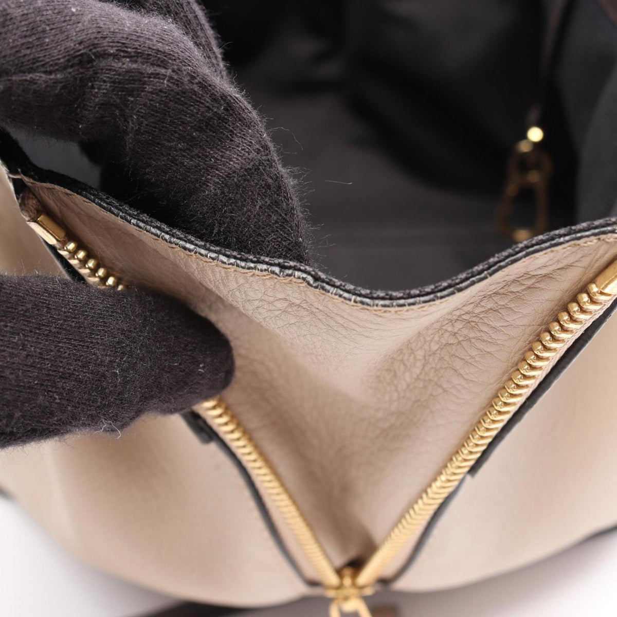 Loewe Beige Brown Gray Leather Handbag (Pre-Owned)