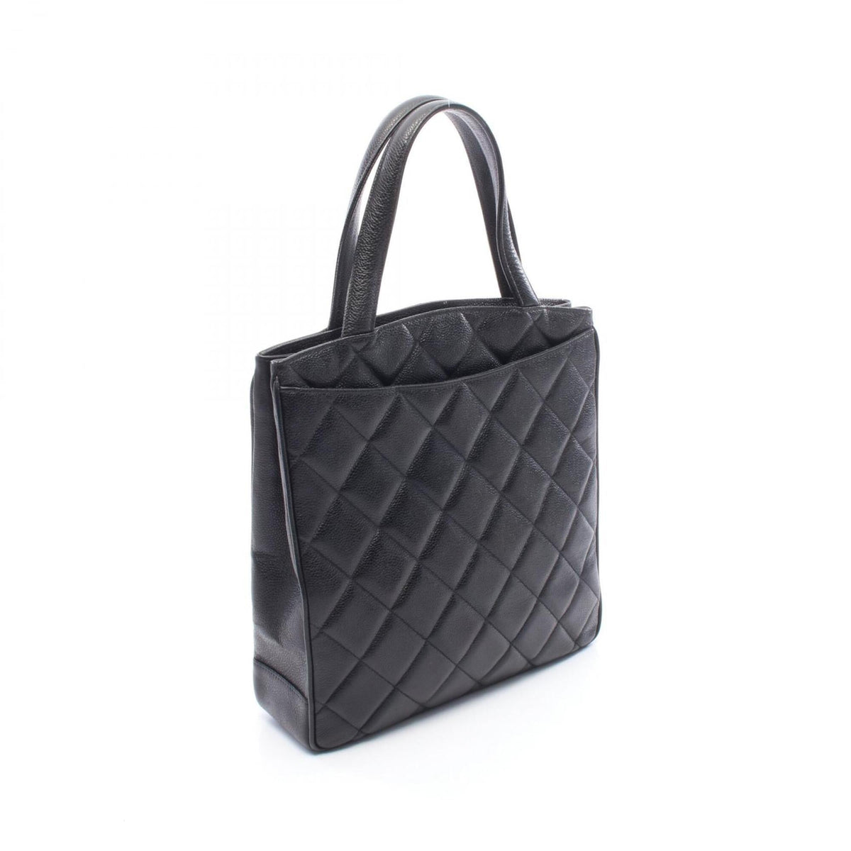 Chanel Matelasse Black Grained Calfskin Handbag Tote Bag (Pre-Owned)
