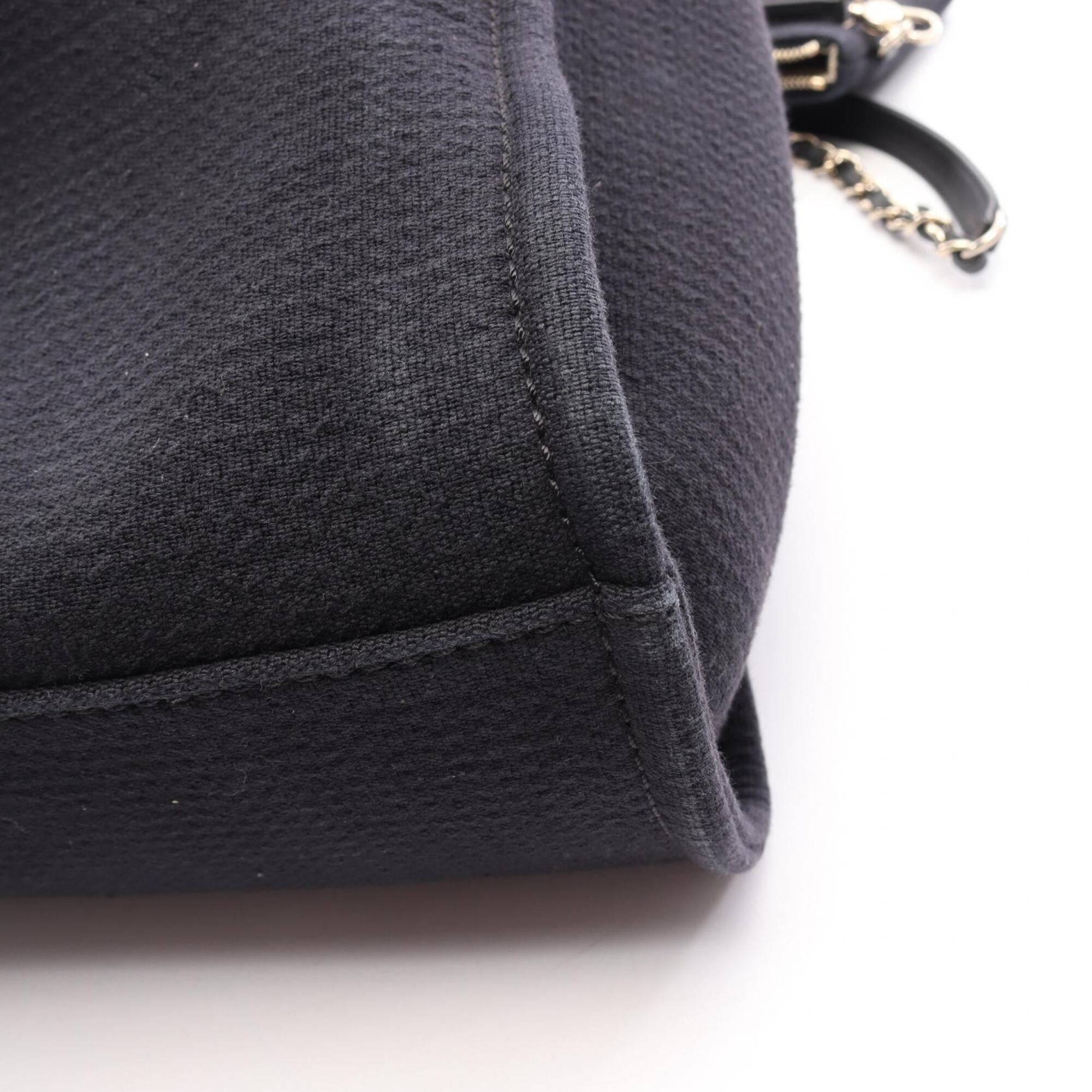 Chanel Black Canvas Leather Handbag Pouch Tote Bag (Pre-Owned)