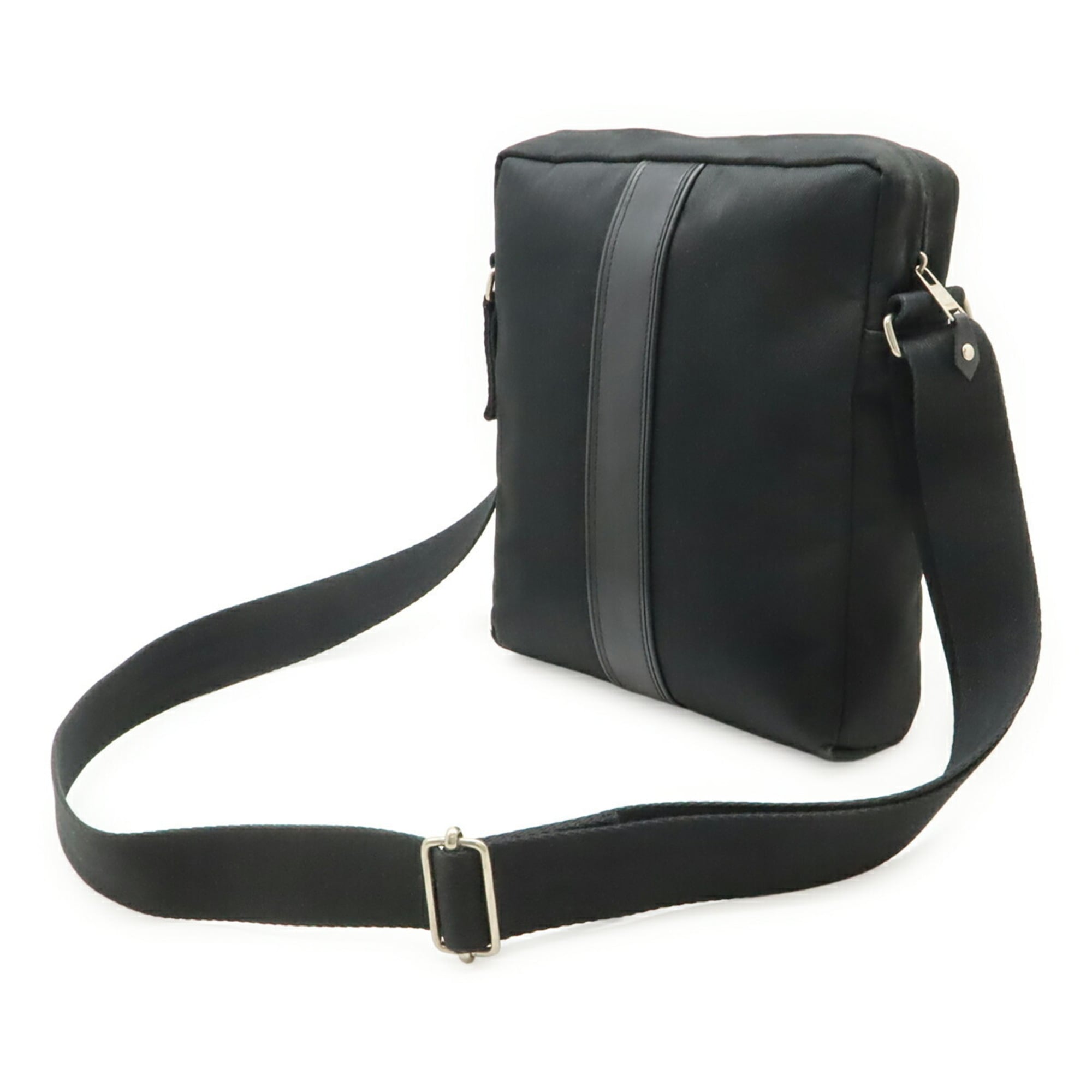 Hermes Acapulco Black Toile Chevron Leather Pochette Shoulder Bag (Pre-Owned)