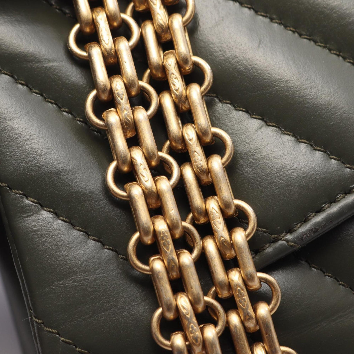 Chanel Khaki Leather Handbag Shoulder Bag (Pre-Owned)