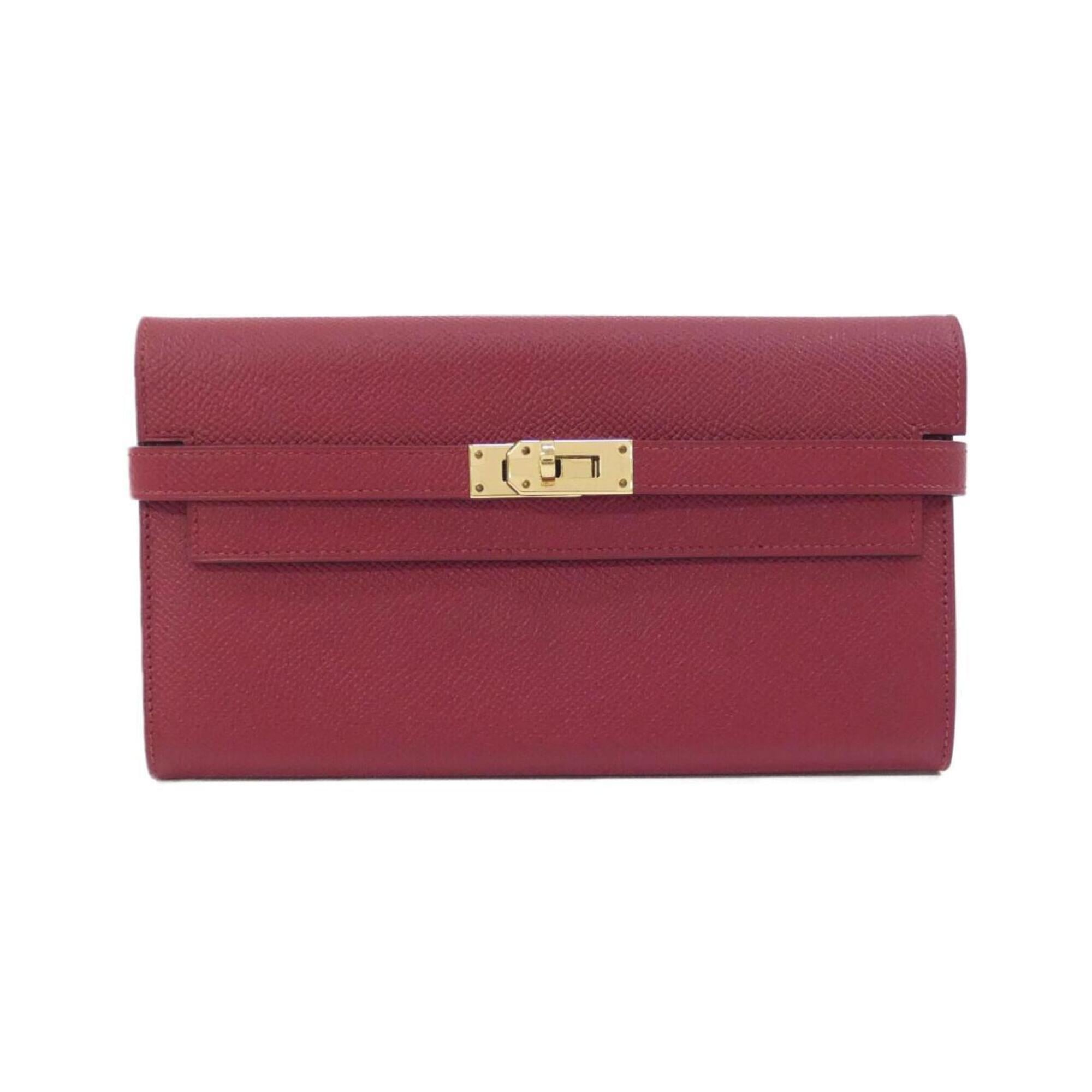 Hermes Red Color Rouge Grenat Epsom Leather Long Wallet (Bi-Fold) (Pre-Owned)