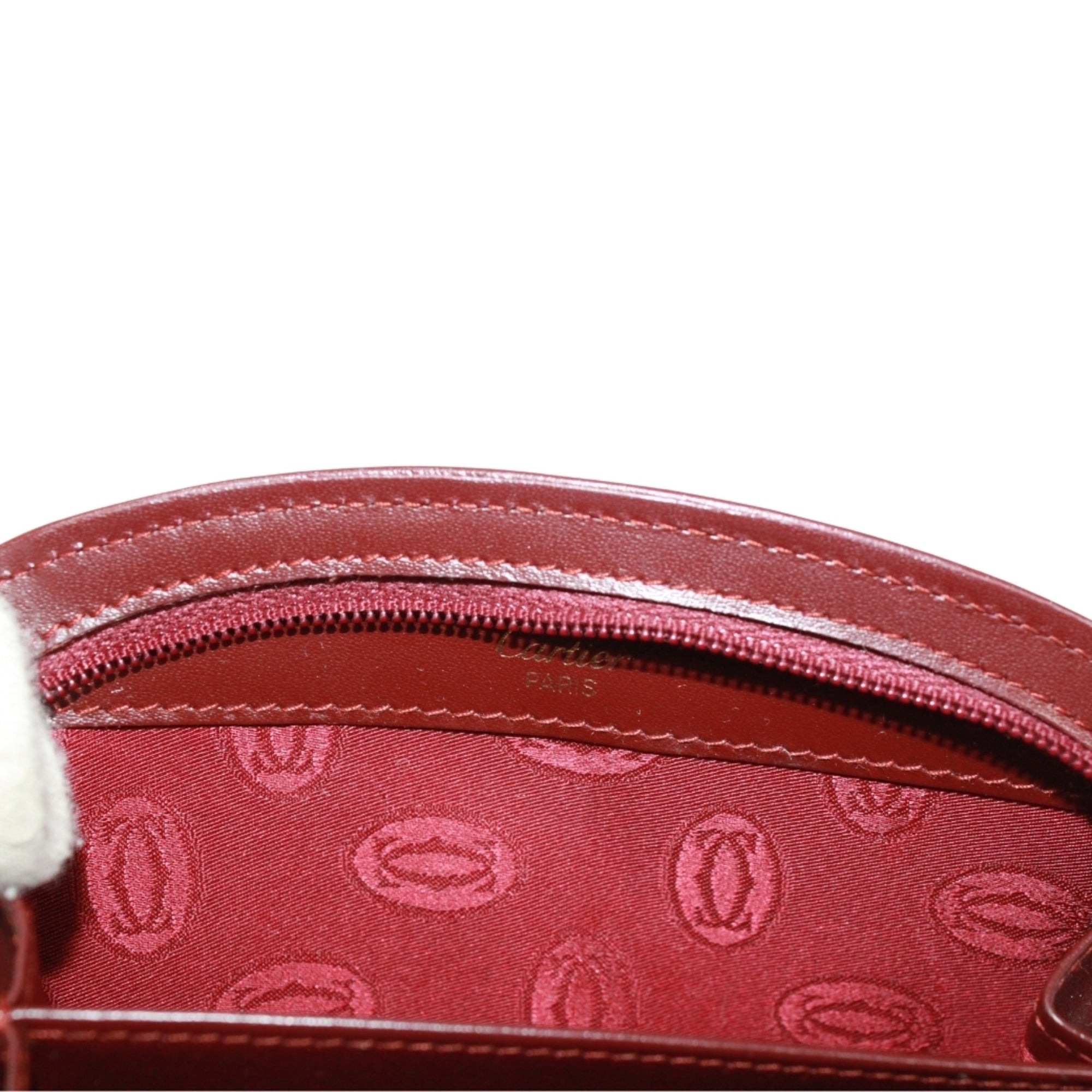 Cartier Bordeaux Leather Coin Purse/Coin Case (Pre-Owned)