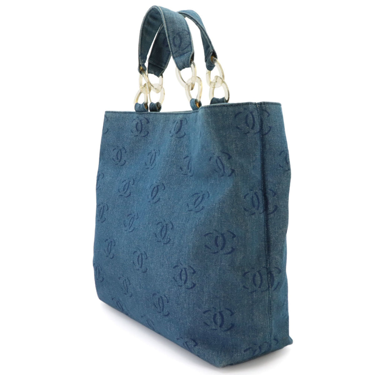 Chanel Blue Yellow Denim Handbag Pouch Tote Bag (Pre-Owned)