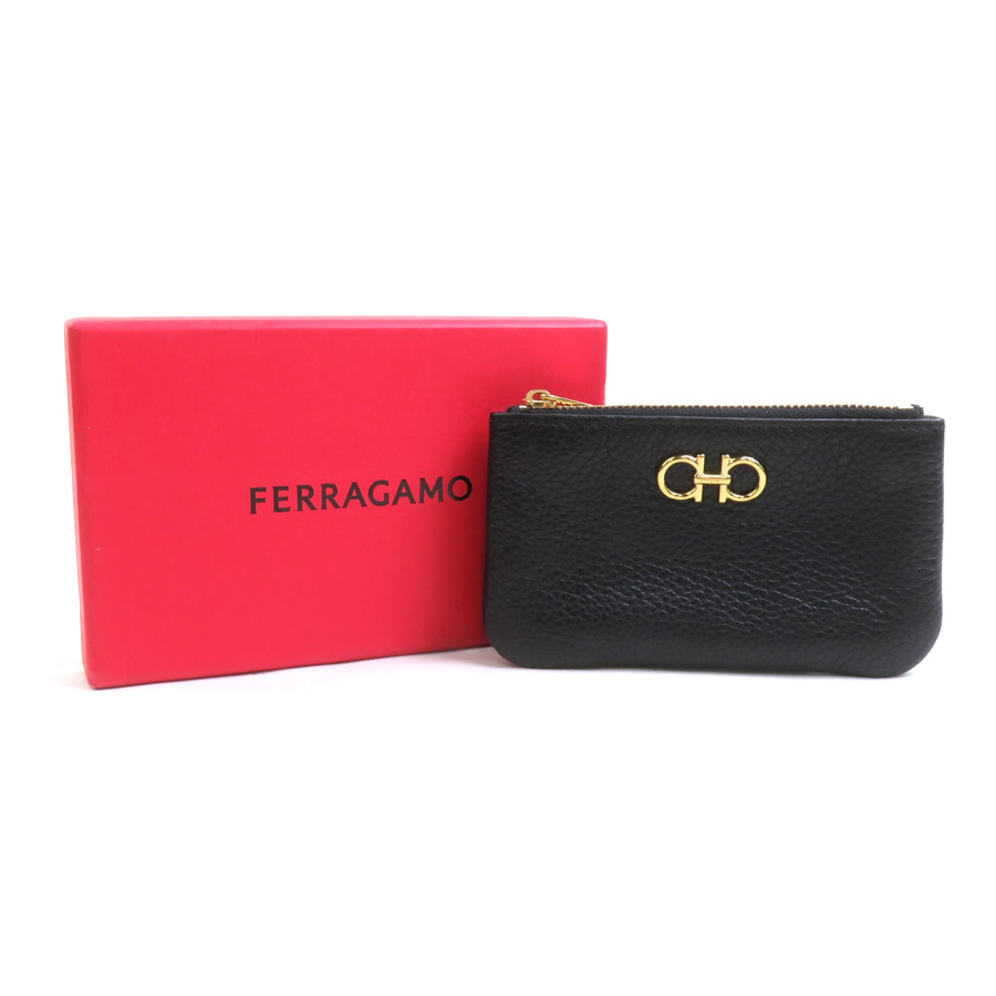 Salvatore Ferragamo Black Leather Coin Purse/Coin Case (Pre-Owned)
