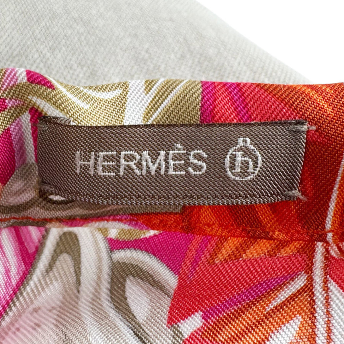 Hermes Natural Red Color Toile H Taurillon Clemence Leather Handbag (Pre-Owned)