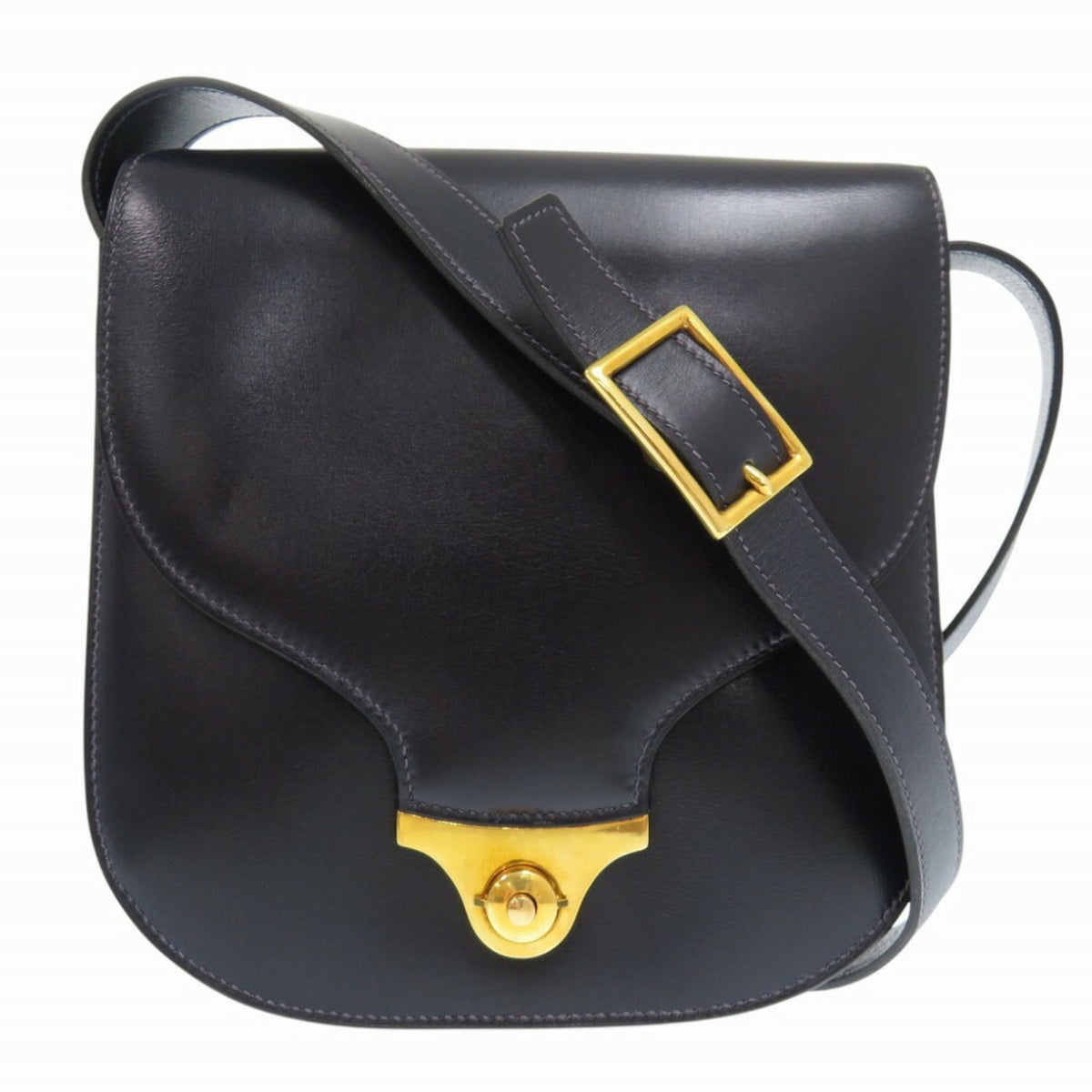 Hermes Black Box Calf Leather Shoulder Bag (Pre-Owned)