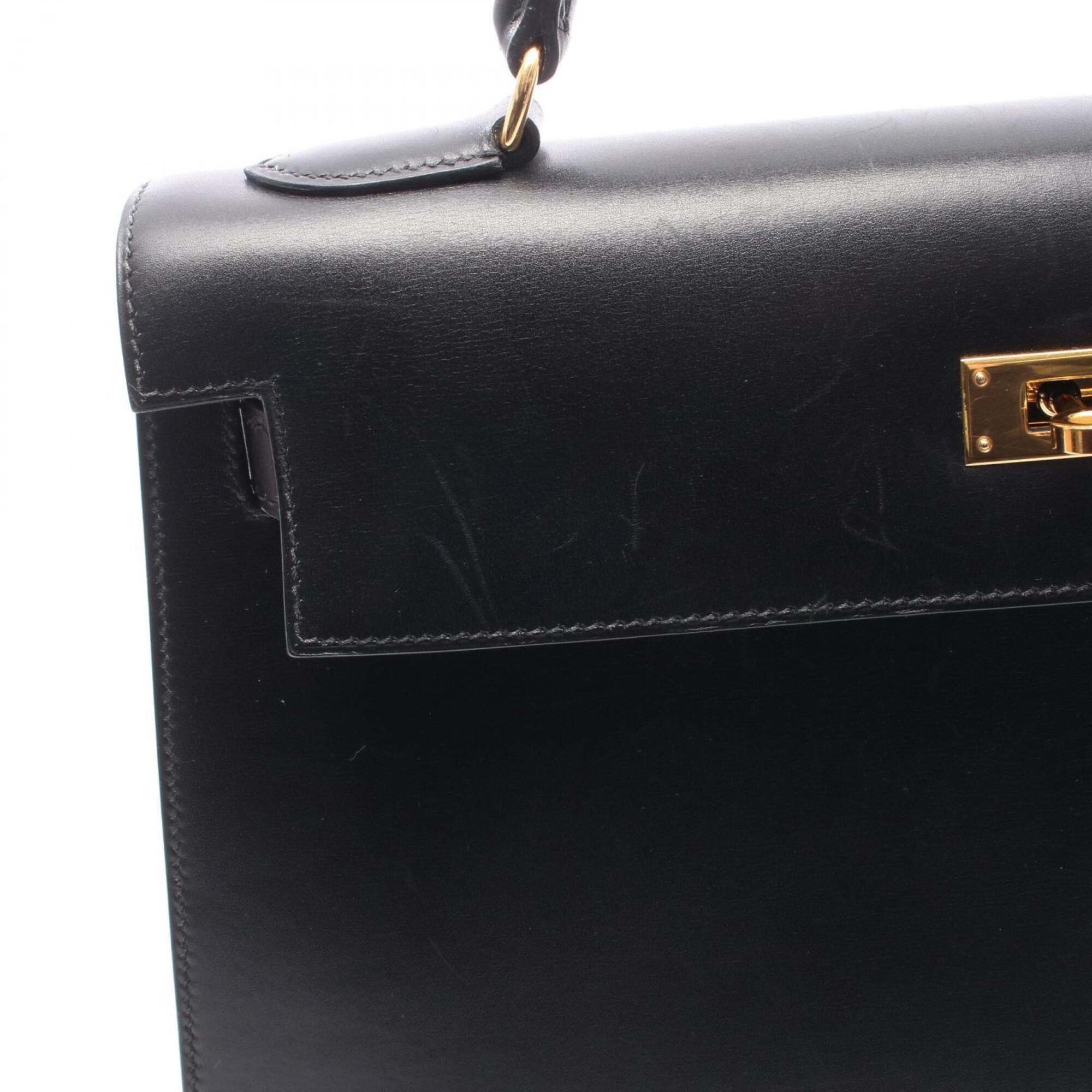Hermes Black Box Calf Leather Handbag (Pre-Owned)