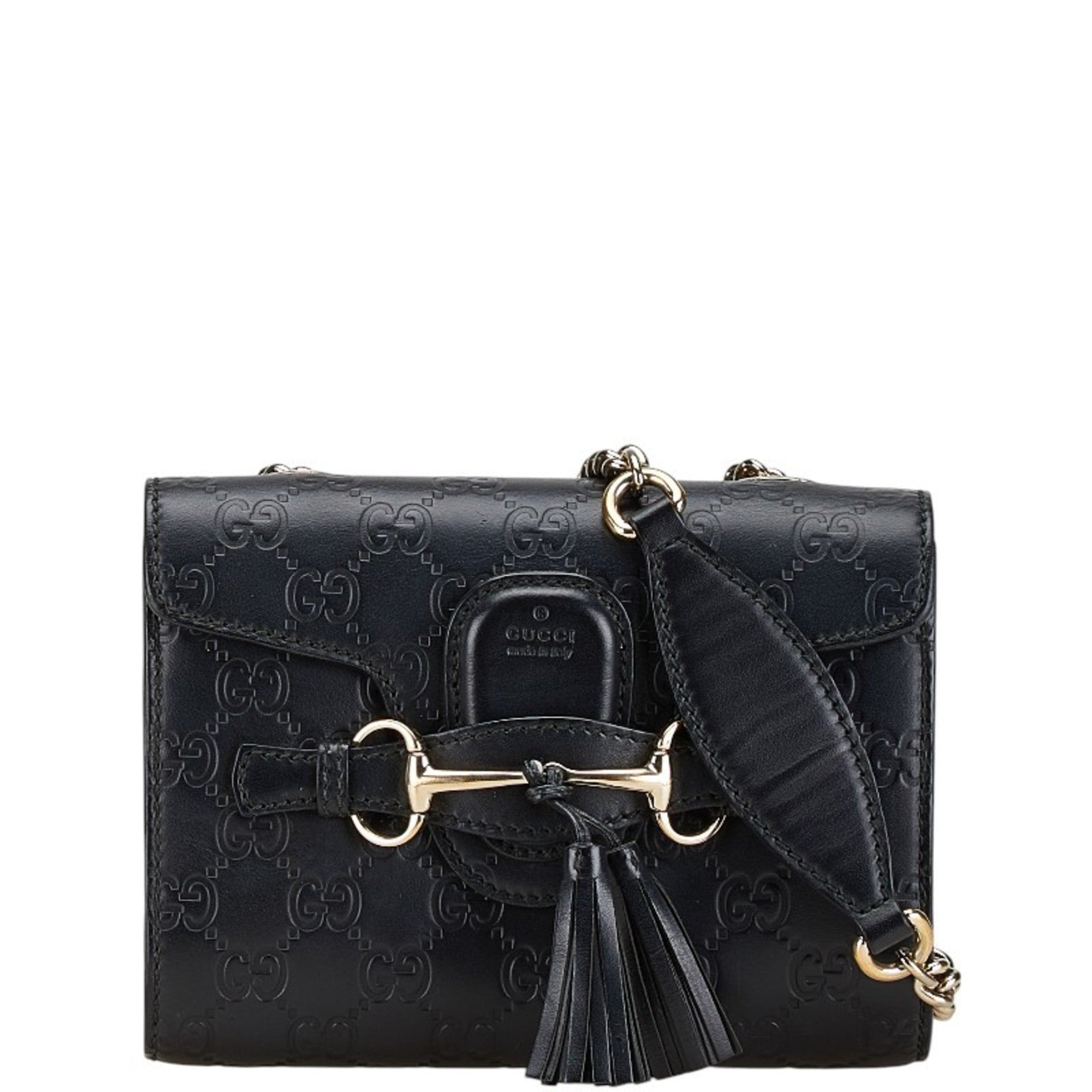 Gucci Horsebit Black Leather Shoulder Bag (Pre-Owned)