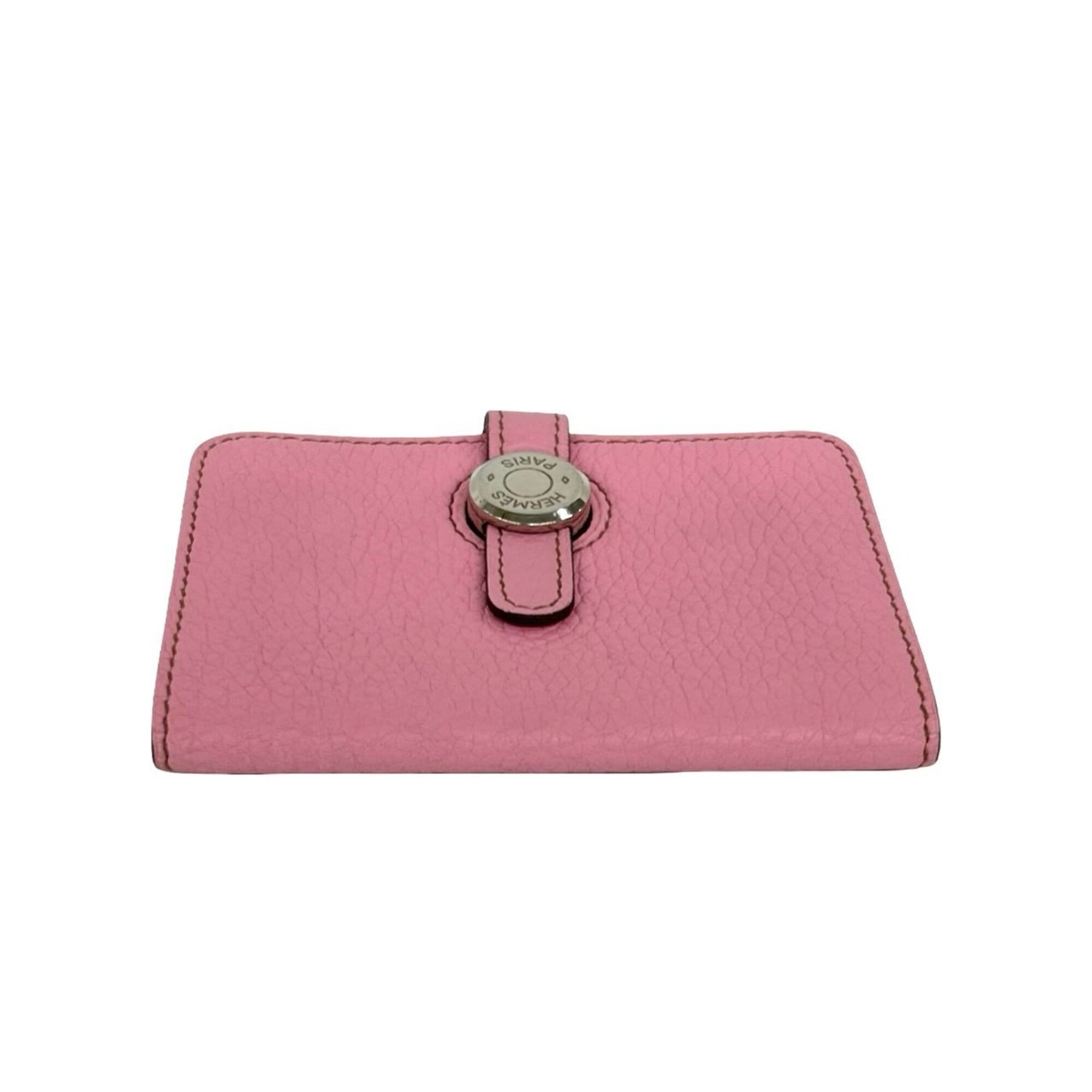 Hermes Pink Taurillon Clemence Leather Coin Purse/Coin Case (Pre-Owned)
