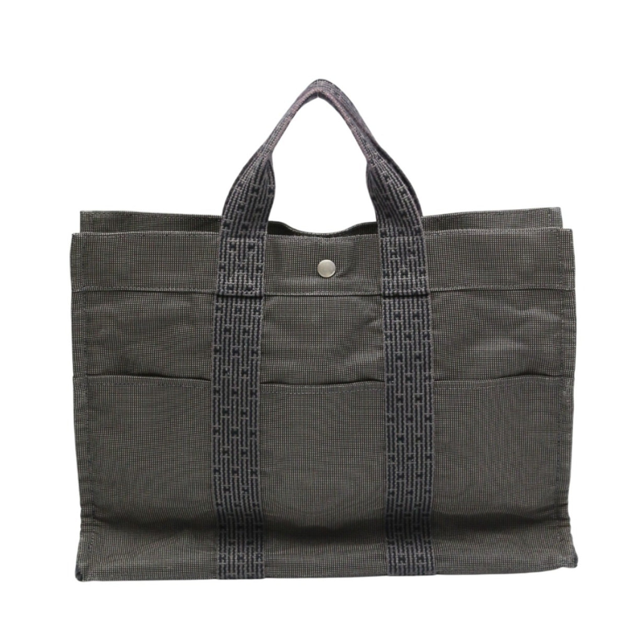 Hermes Her Line Gray Canvas Tote Bag (Pre-Owned)