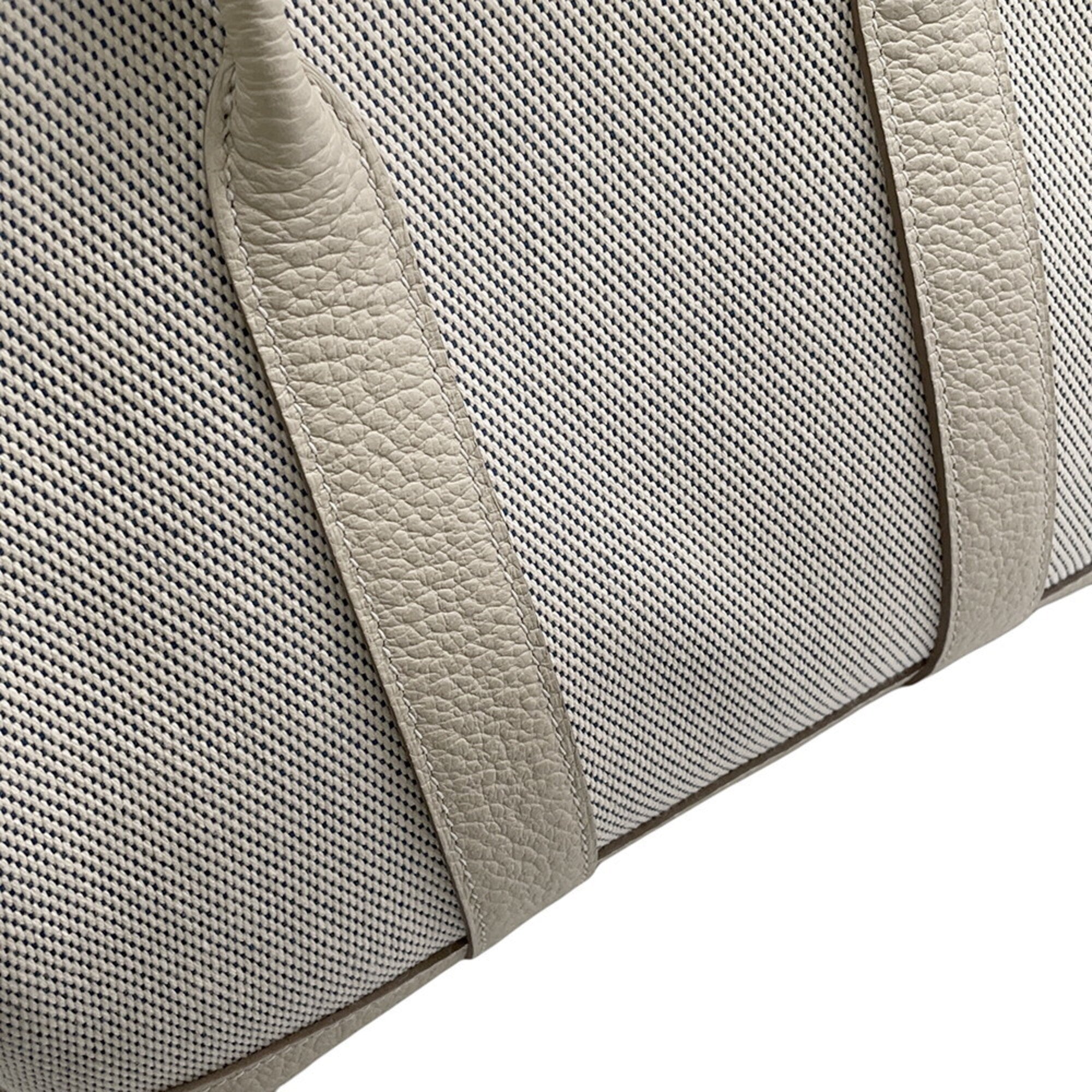 Hermes Blue Ecru Ivory Toile H Country Leather Tote Bag (Pre-Owned)
