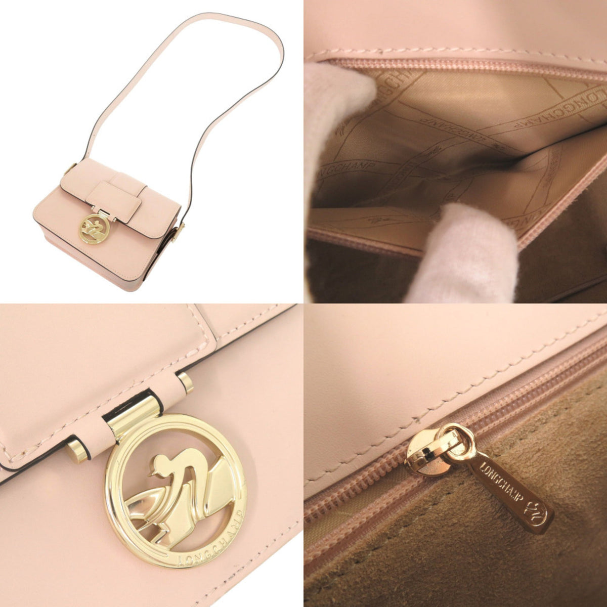 Longchamp Pink Leather Shoulder Bag (Pre-Owned)