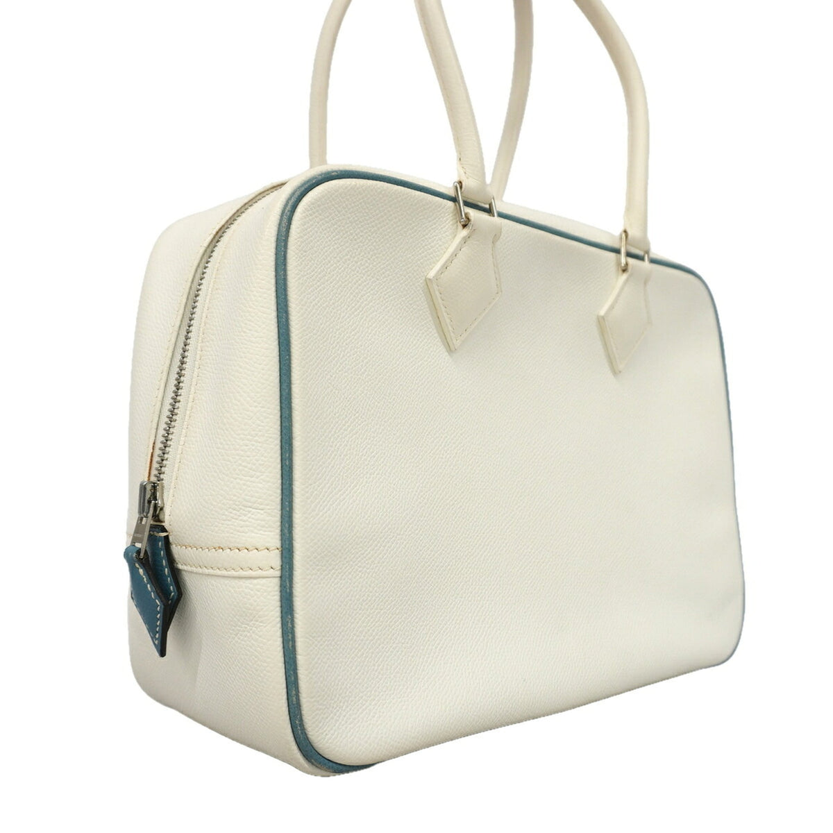 Hermes Blue Jean White Leather Handbag (Pre-Owned)