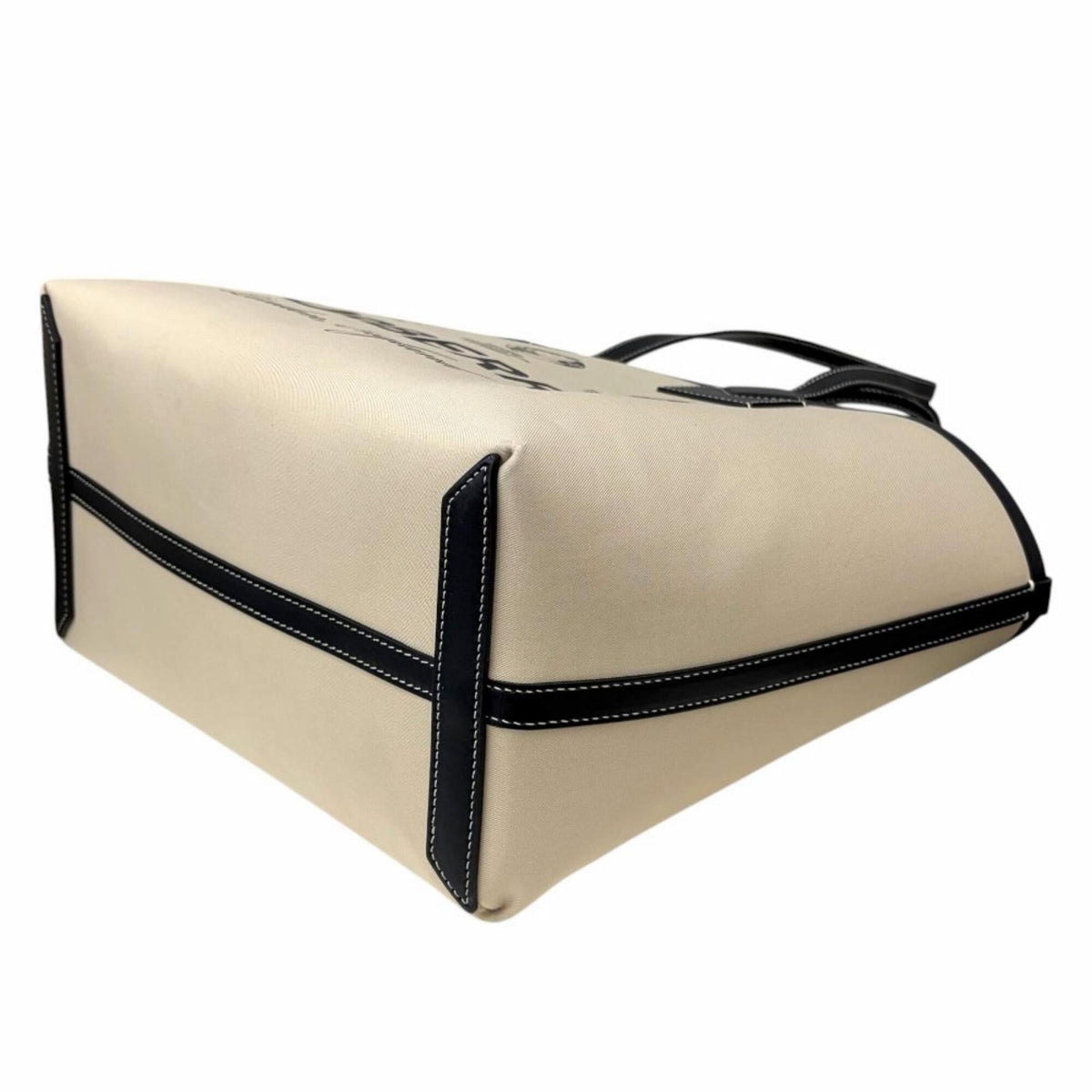 Burberry Beige Canvas Leather Pouch Tote Bag (Pre-Owned)
