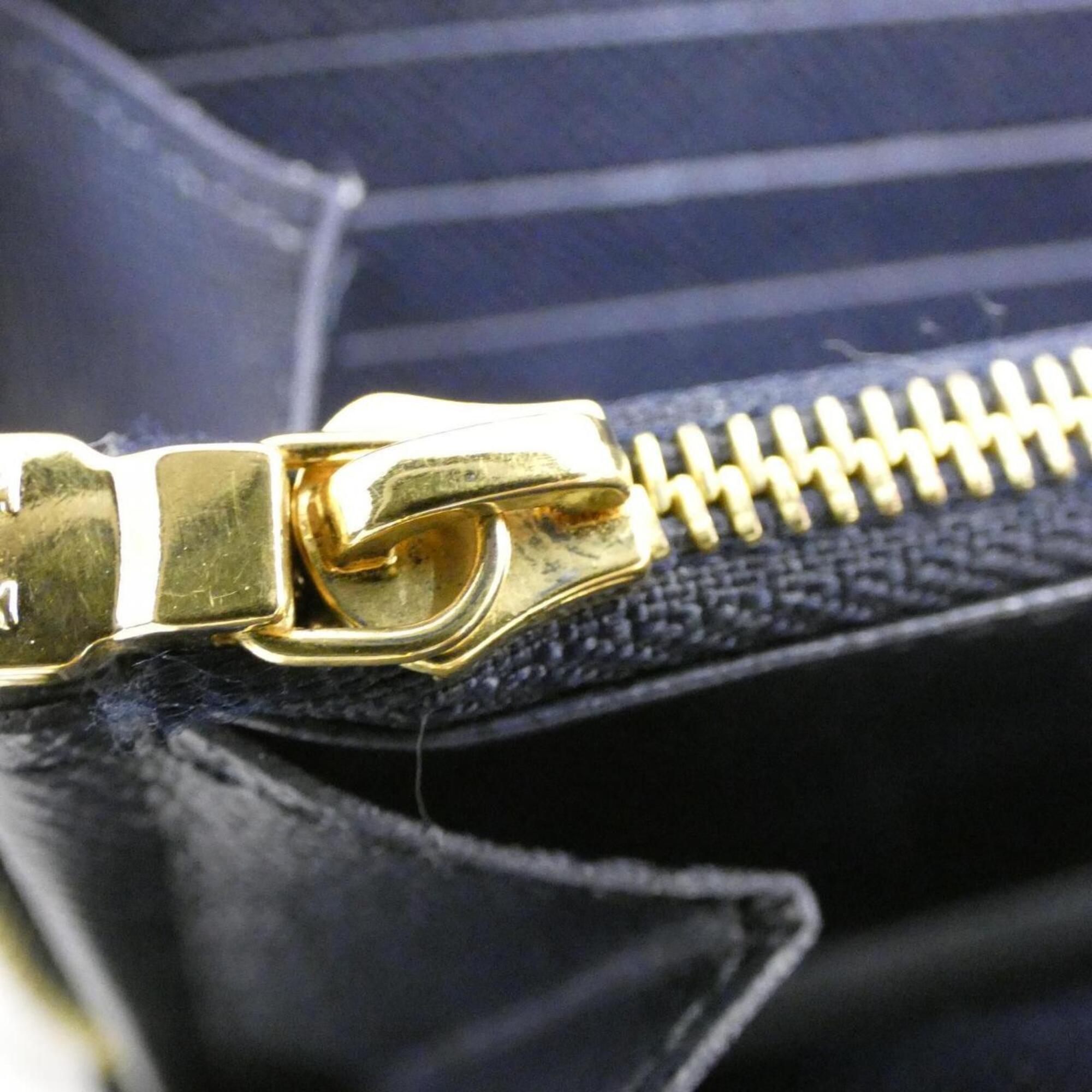 Louis Vuitton Navy Leather Long Wallet (Bi-Fold) (Pre-Owned)