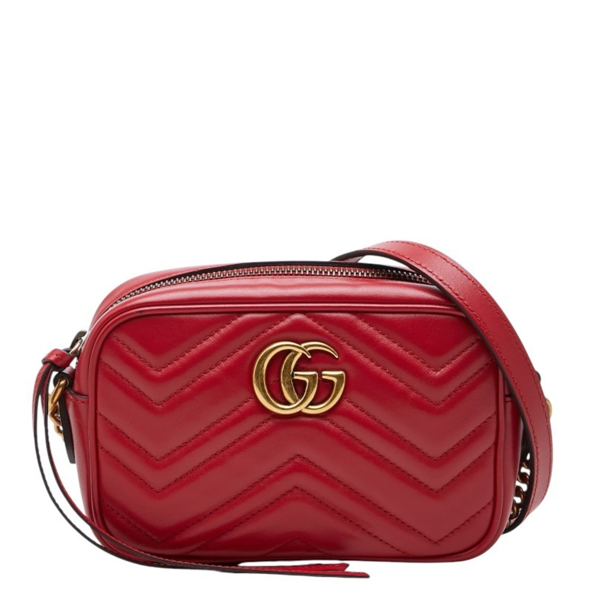 Gucci Red Color Leather Shoulder Bag (Pre-Owned)