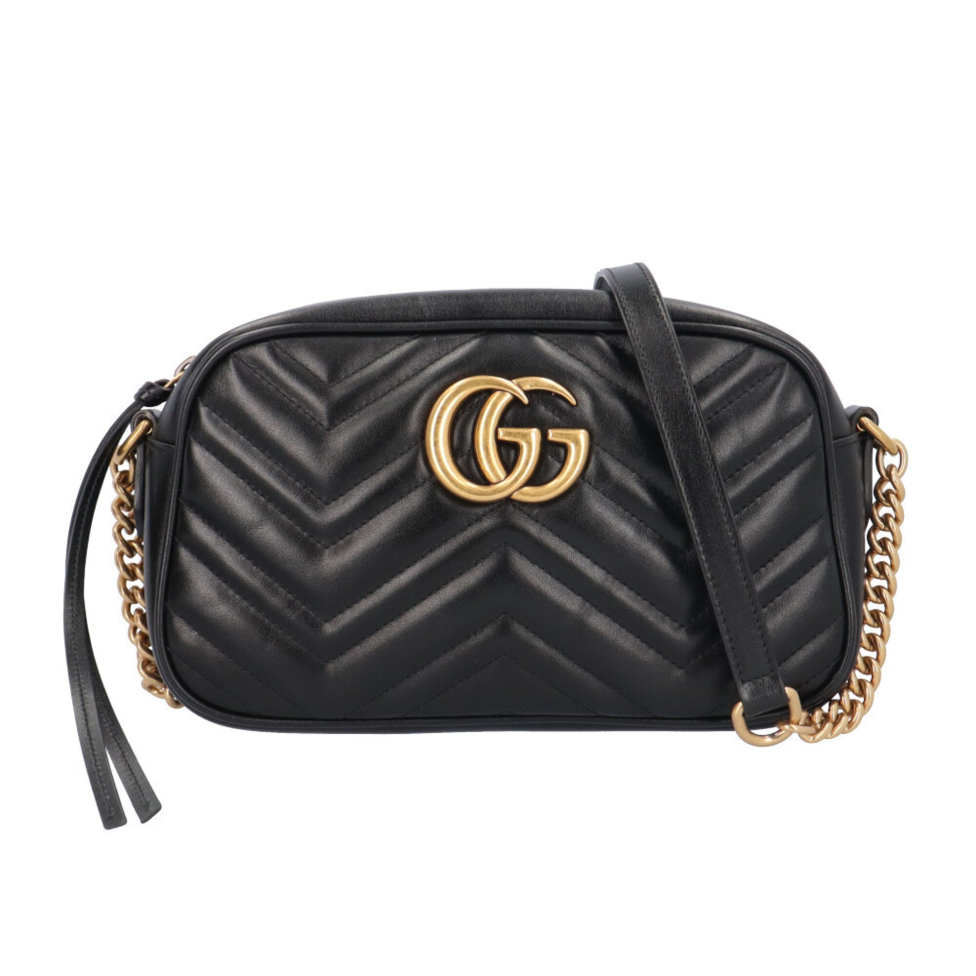 Gucci Gg Marmont Black Leather Shoulder Bag (Pre-Owned)
