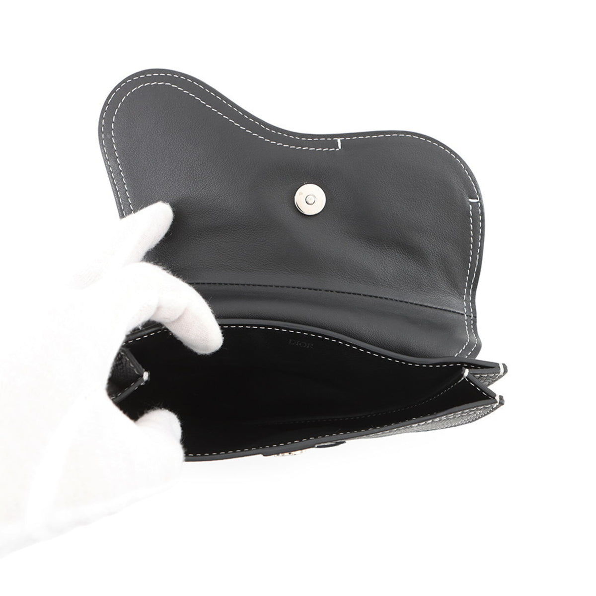 Christian Dior Black Leather Clutch Bag Handbag Saddle Bag (Pre-Owned)