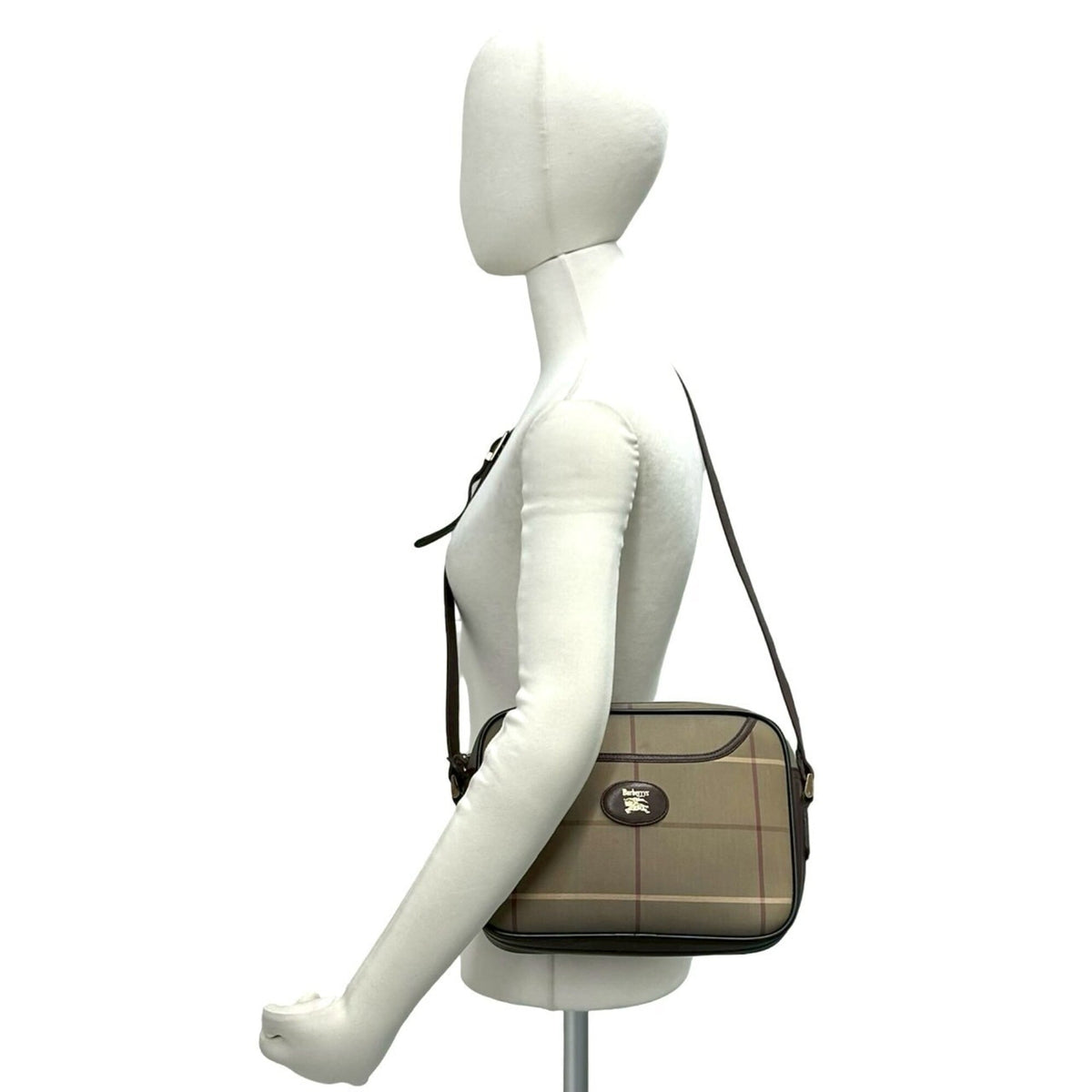Burberry Brown Khaki Canvas Leather Pochette Shoulder Bag (Pre-Owned)