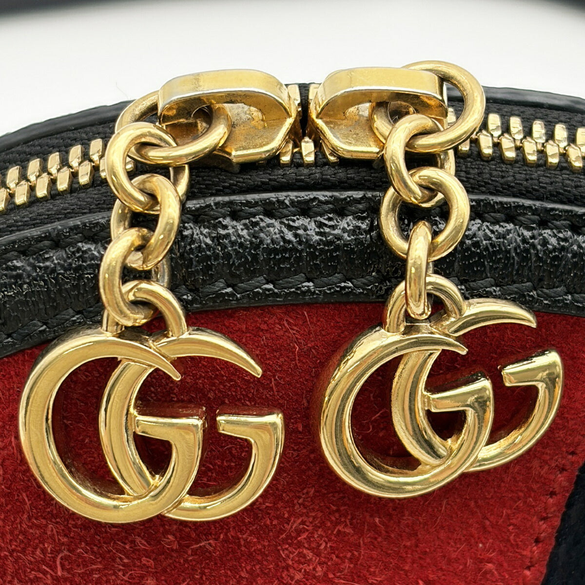 Gucci Black Red Color Suede Leather Shoulder Bag (Pre-Owned)