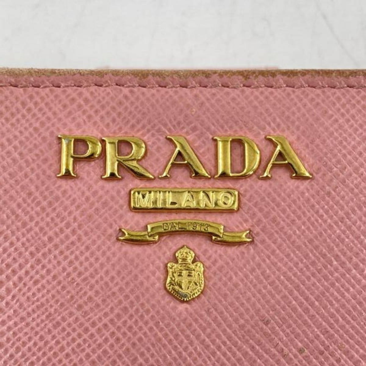 Prada Pink Saffiano Triangle Wallet (Bi-Fold) (Pre-Owned)