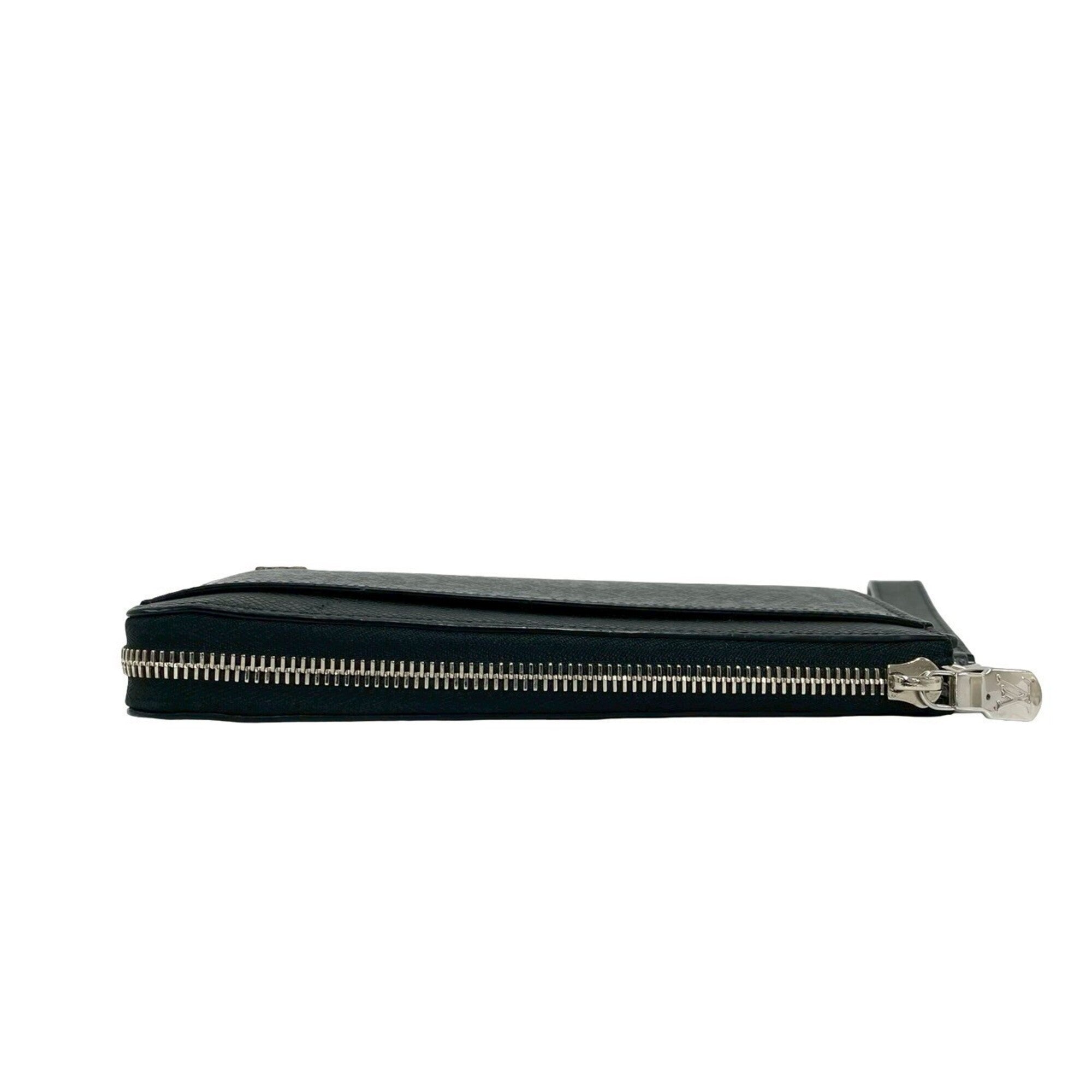 Louis Vuitton Black Leather Long Wallet (Bi-Fold) (Pre-Owned)