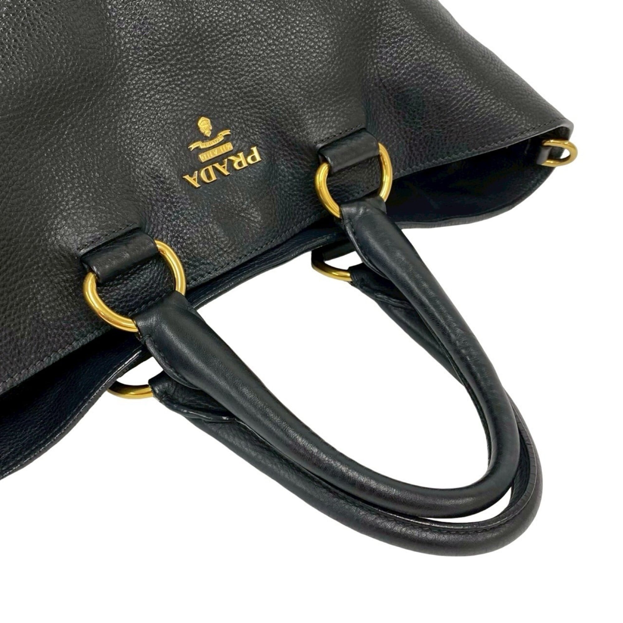 Prada Black Leather Handbag Shoulder Bag (Pre-Owned)