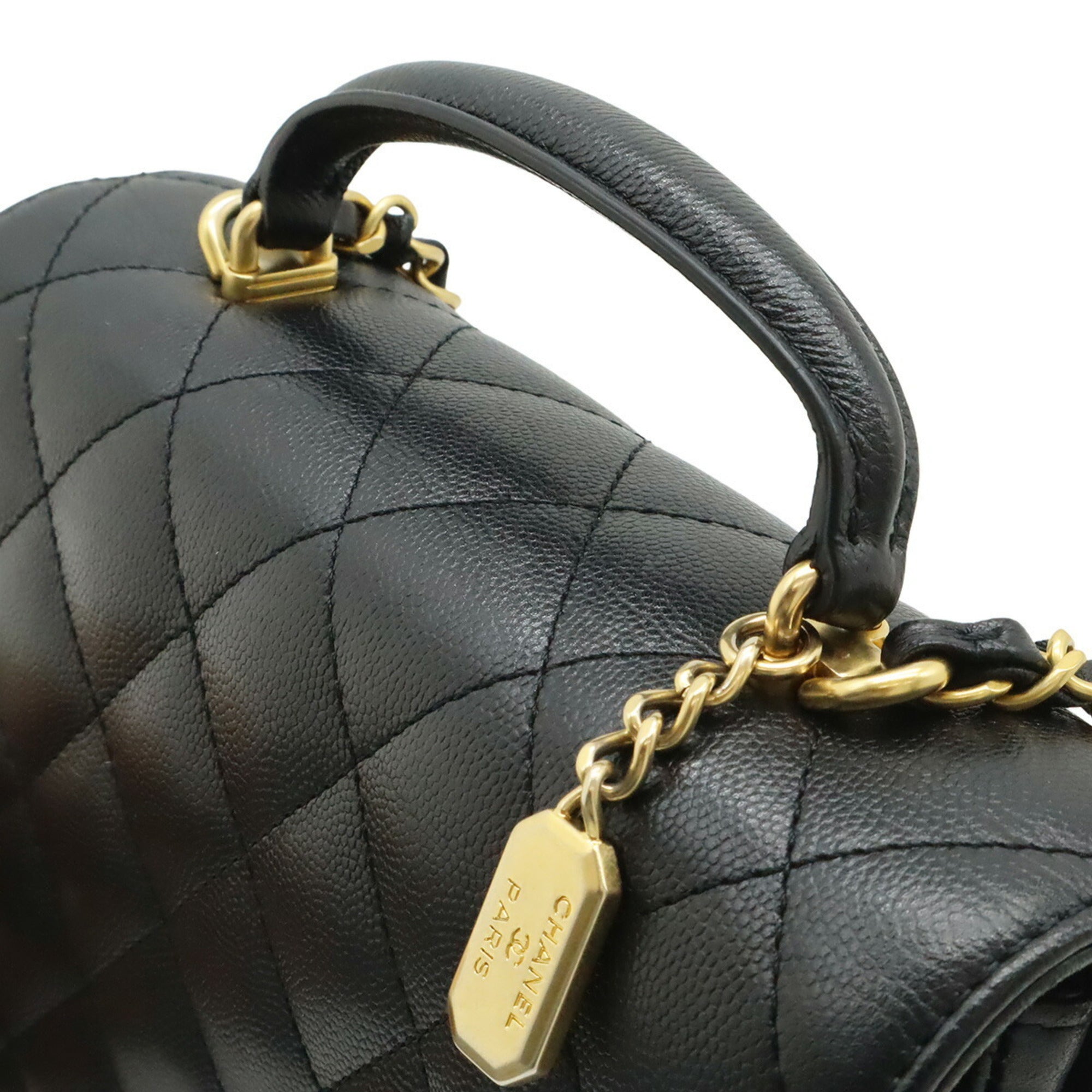 Chanel Matelasse Black Grained Calfskin Handbag Shoulder Bag (Pre-Owned)