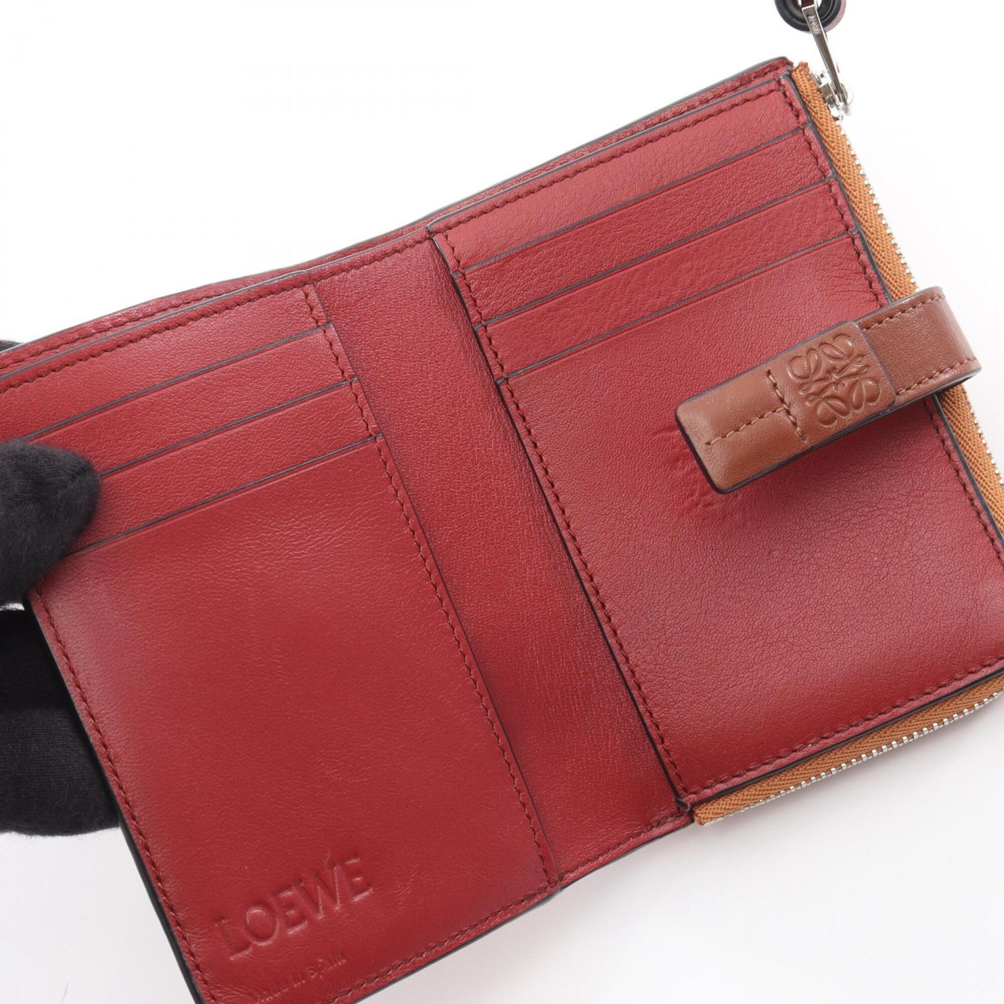 Loewe Brown Red Color Leather Wallet (Bi-Fold) (Pre-Owned)