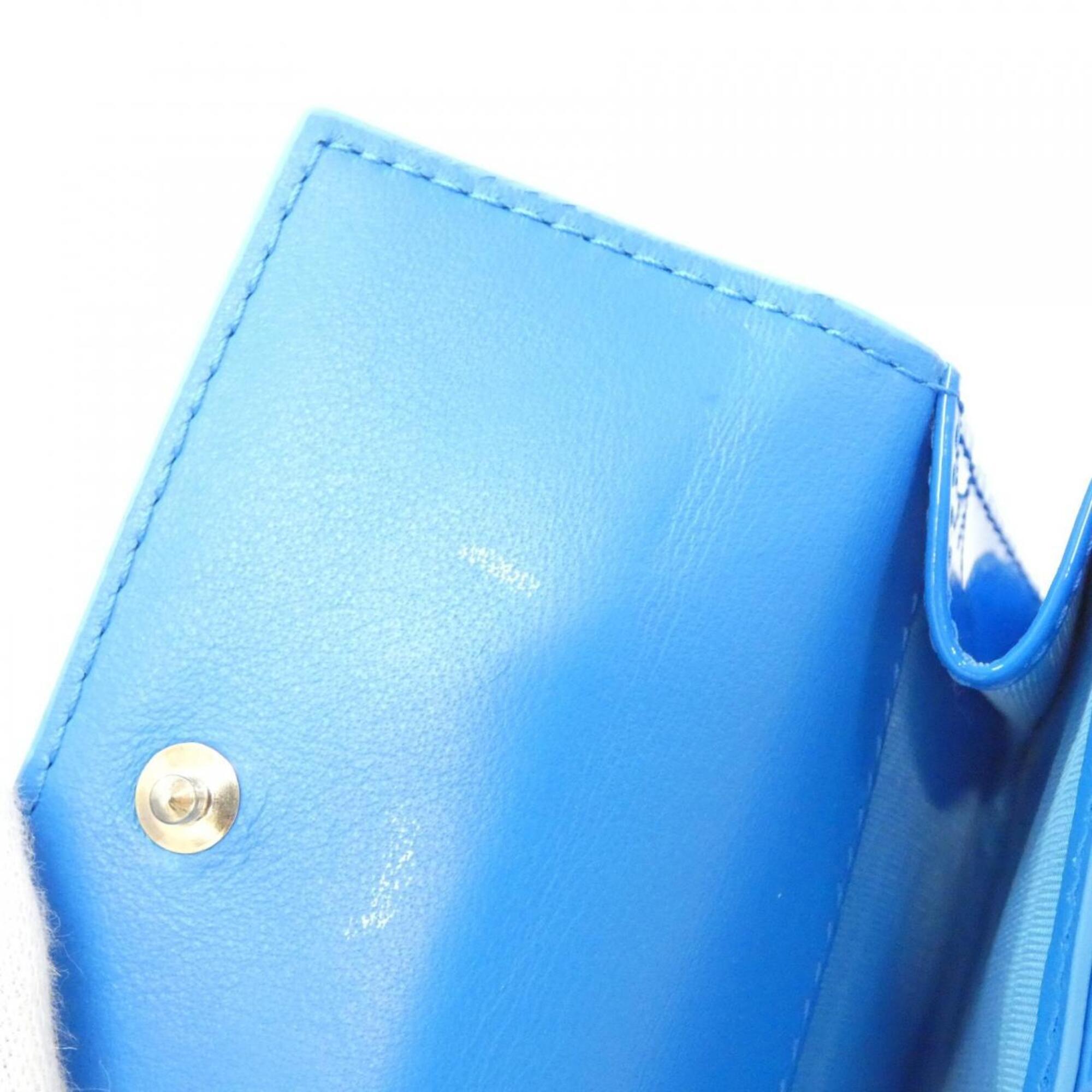 Christian Dior Blue Leather Chain/Shoulder Wallet (Pre-Owned)