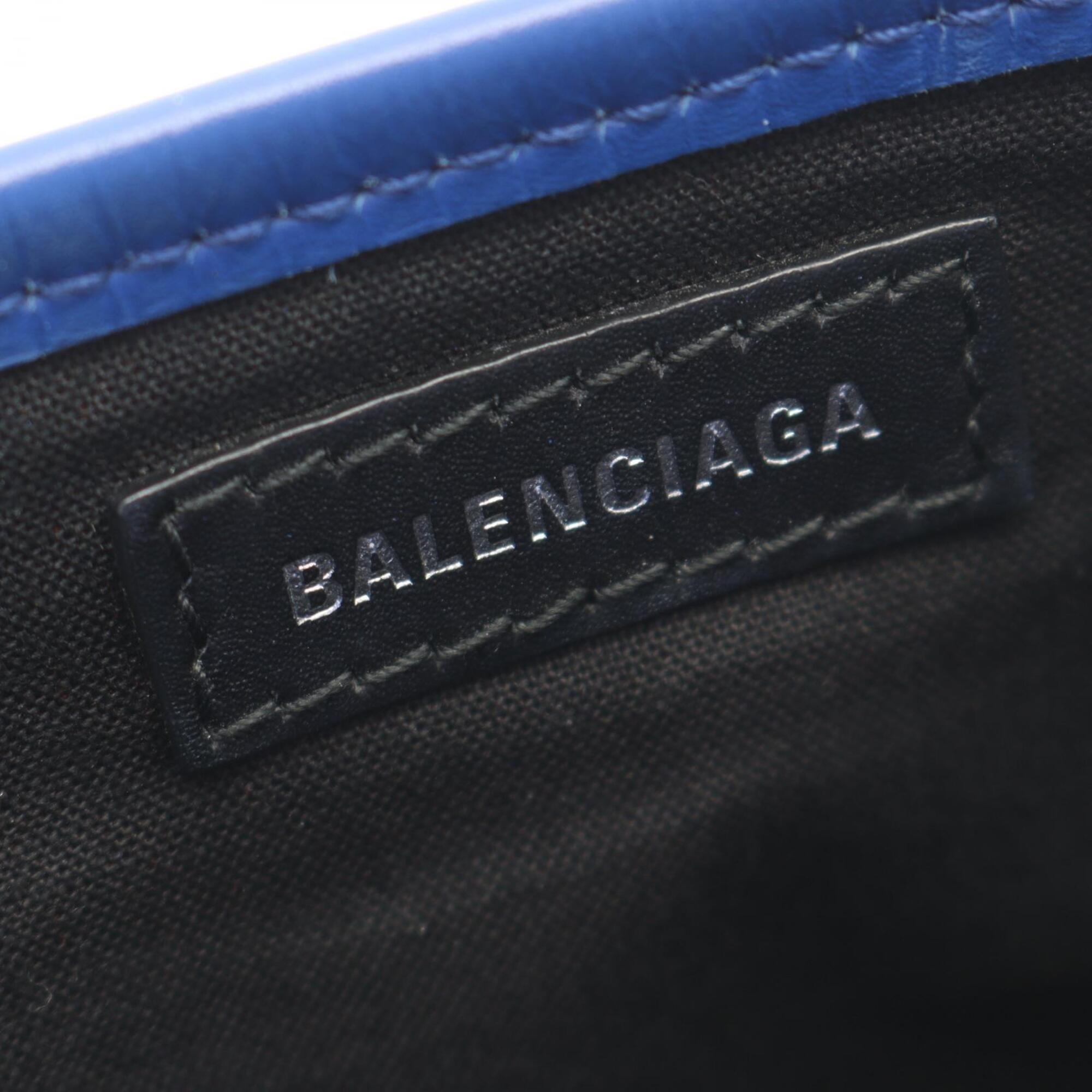 Balenciaga Blue Ivory Canvas Leather Handbag Pouch (Pre-Owned)